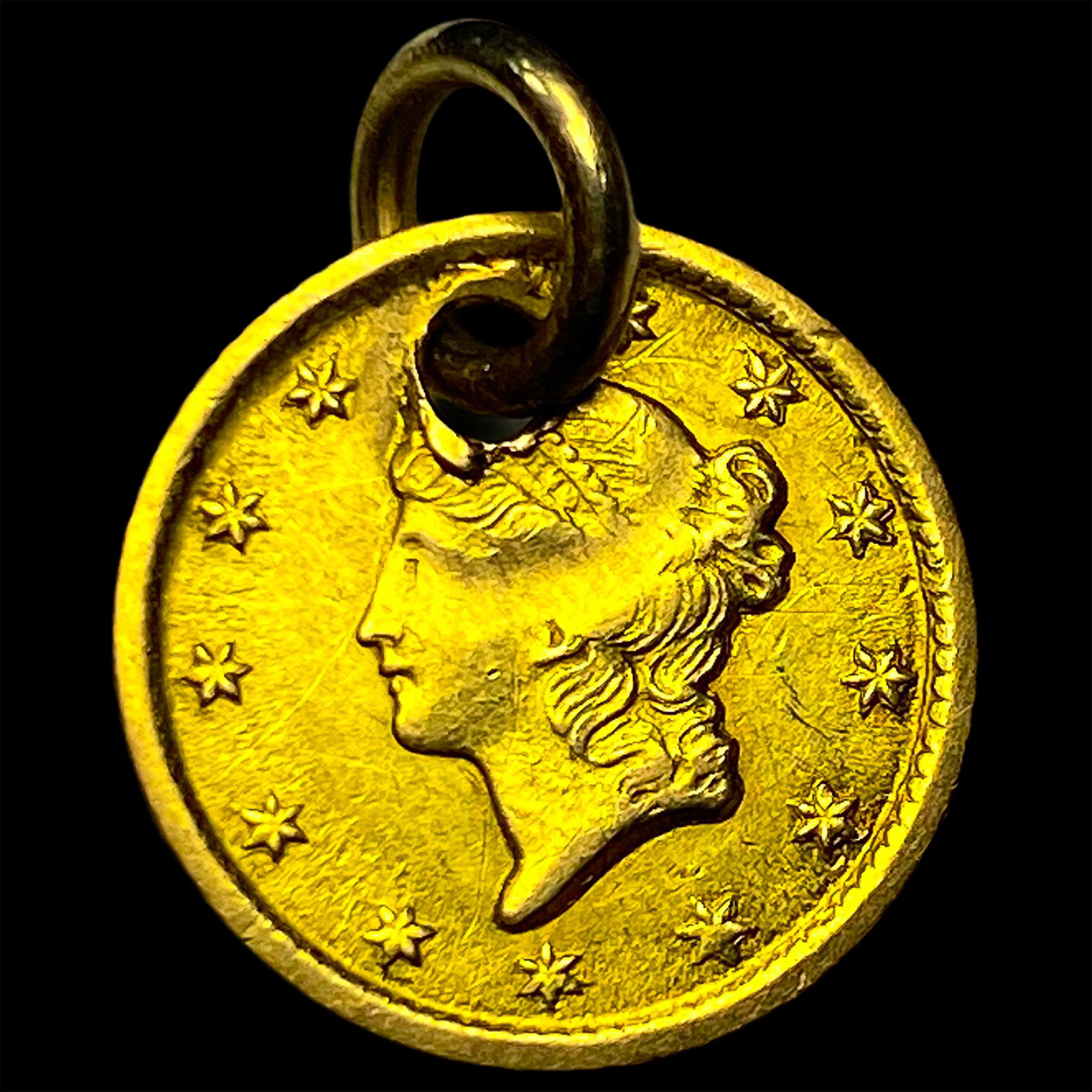 1853 Gold $1 Liberty Head (holed). HIGH GRADE: 1853 Gold $1 Liberty Head (holed). HIGH GRADE