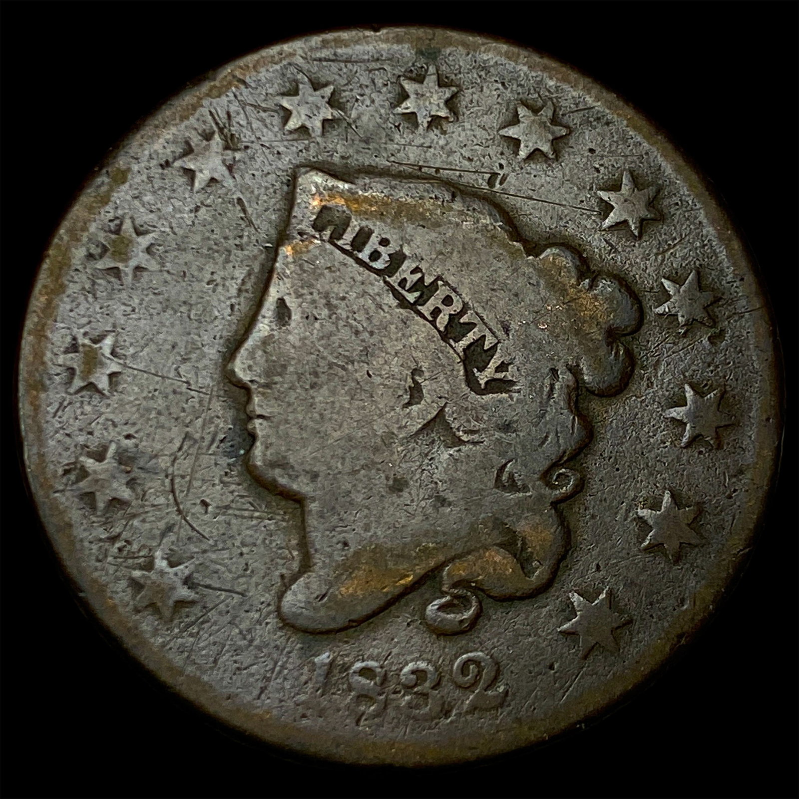 1832 Coronet Head Large Cent NICELY CIRCULATED: 1832 Coronet Head Large Cent NICELY CIRCULATED