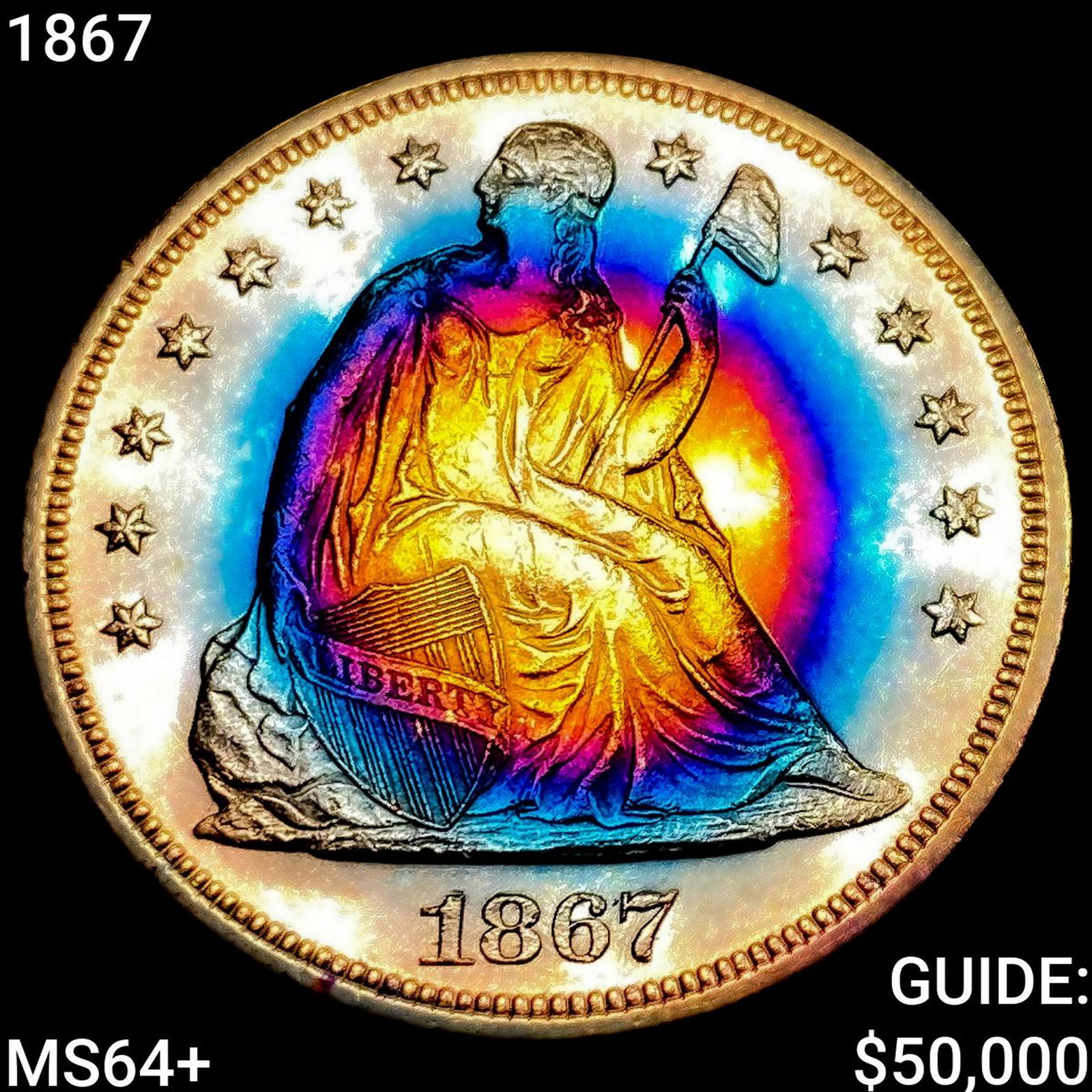 1867 Seated Liberty Dollar CHOICE BU+: 1867 Seated Liberty Dollar CHOICE BU+