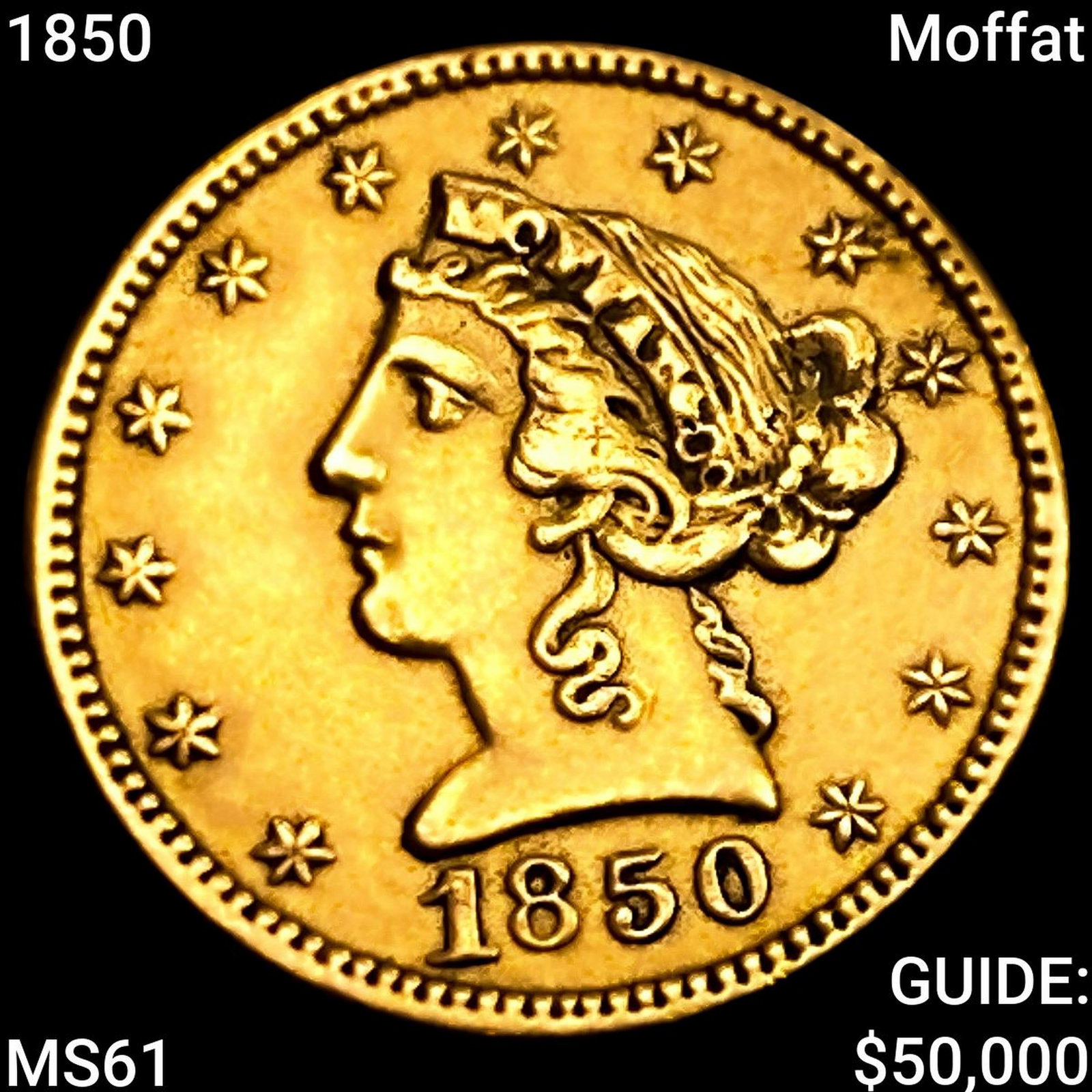 1850 Moffat $5 Gold Half Eagle UNCIRCULATED: 1850 Moffat $5 Gold Half Eagle UNCIRCULATED