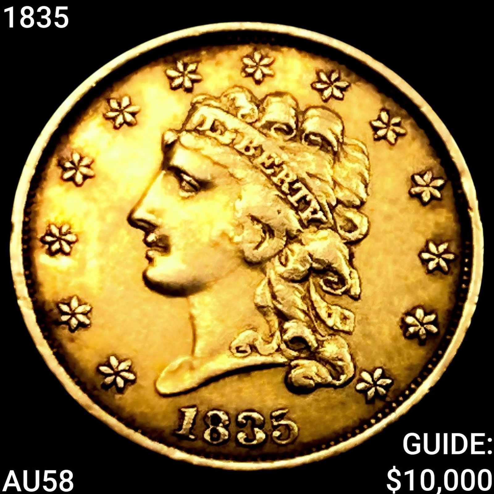 1835 $2.50 Gold Quarter Eagle CHOICE AU: 1835 $2.50 Gold Quarter Eagle CHOICE AU