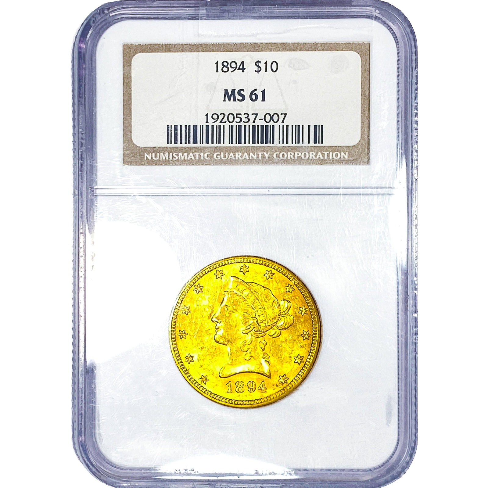 1894 $10 Gold Eagle NGC MS61: 1894 $10 Gold Eagle NGC MS61