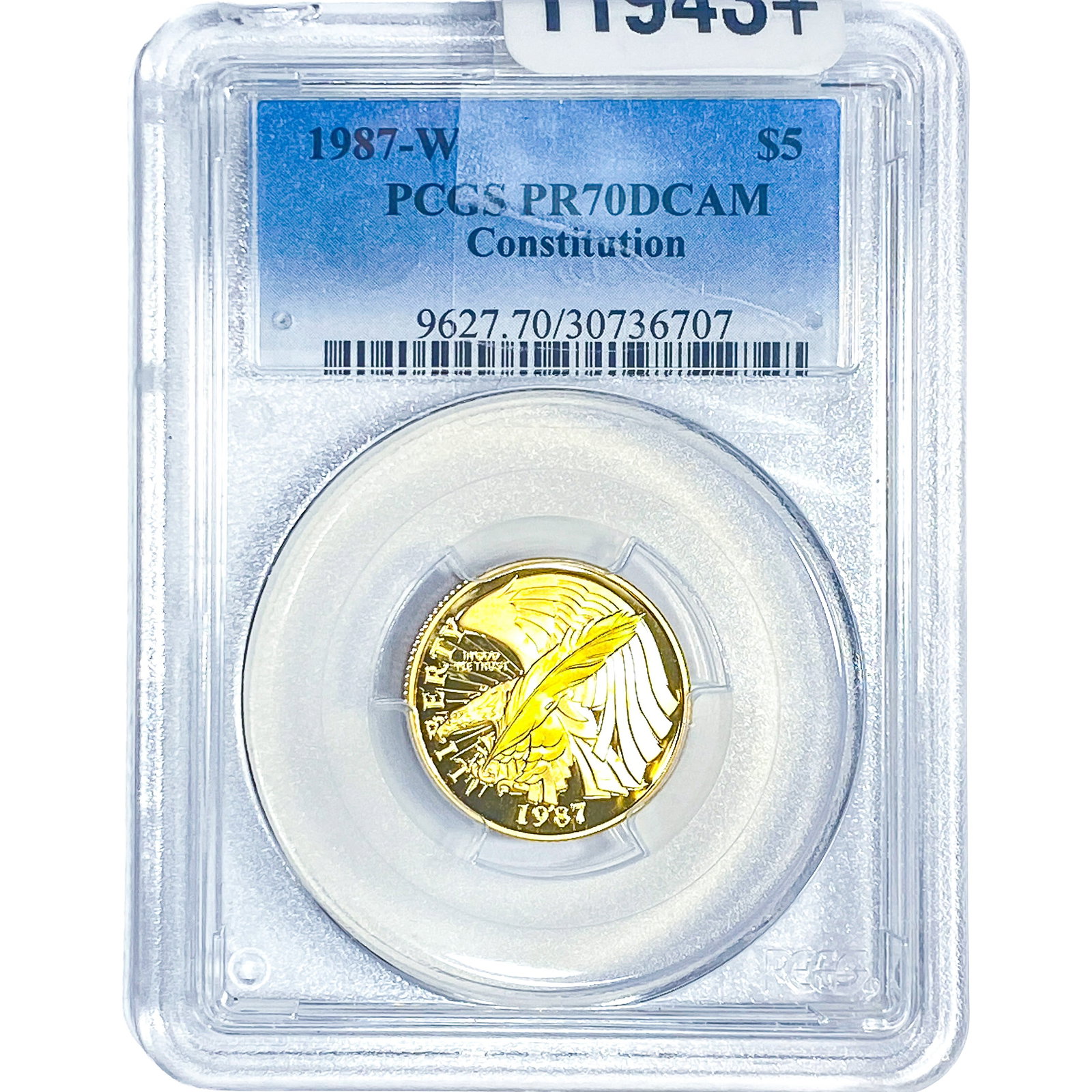 1987 1/4oz Gold $5 Bicentennial of Constitution PR70 DCAM: 1987 1/4oz Gold $5 Bicentennial of Constitution PR70 DCAM