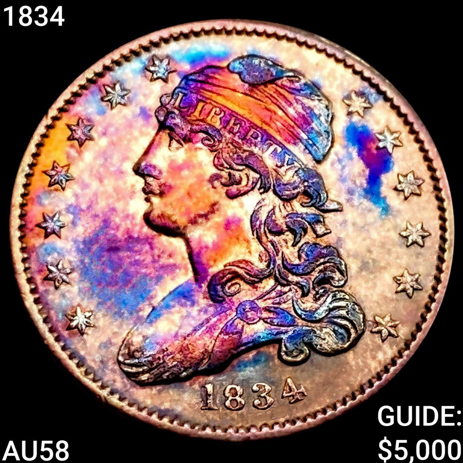 1834 Capped Bust Quarter CHOICE AU: 1834 Capped Bust Quarter CHOICE AU