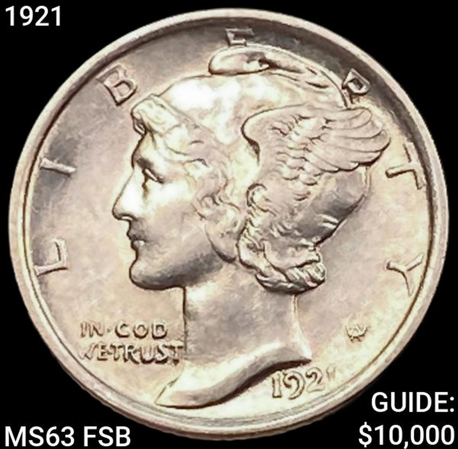 1921 Mercury Dime CHOICE BU FSB: 1921 Mercury Dime CHOICE BU FSB
