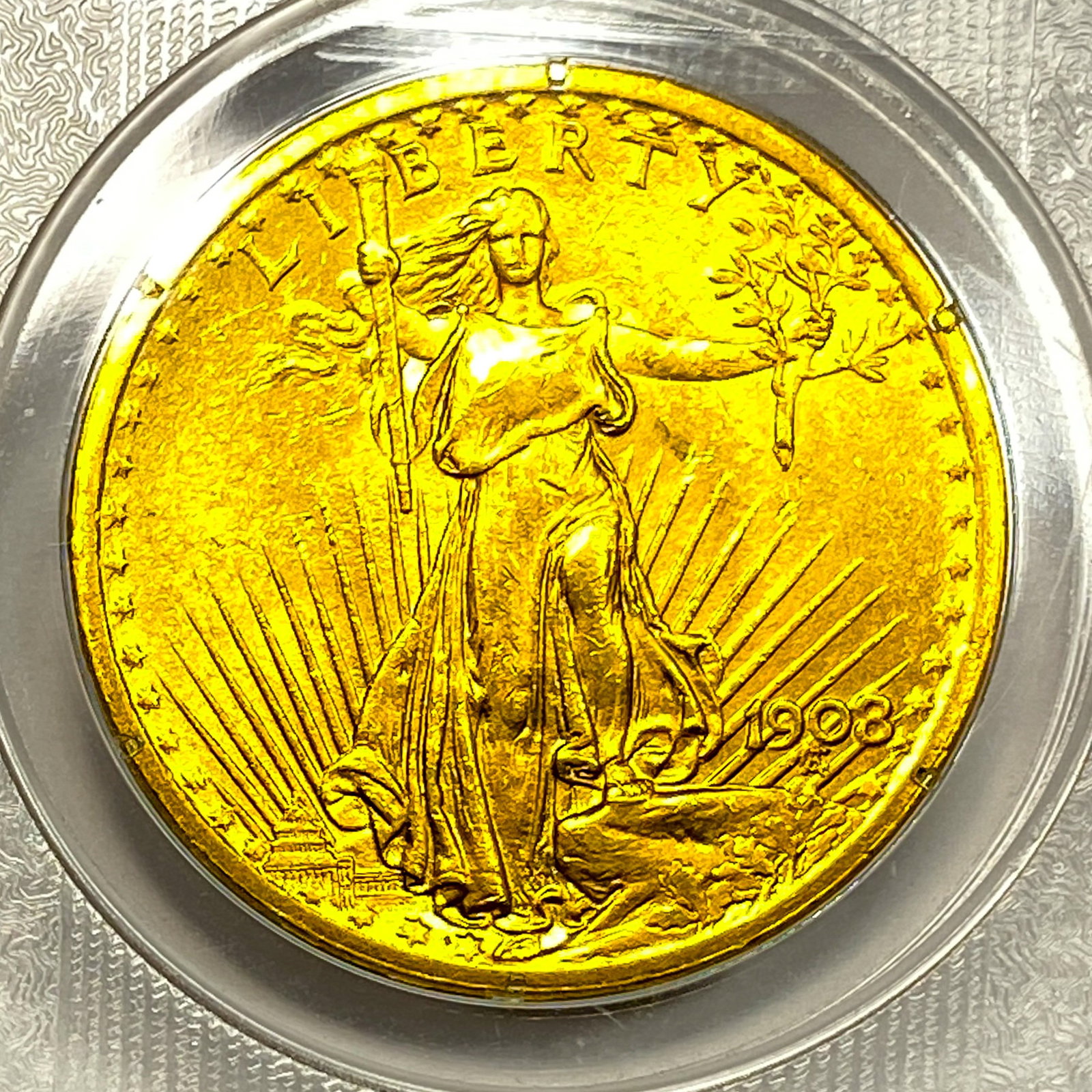 1908 $20 Gold Double Eagle Blanchard MS62 - 3
