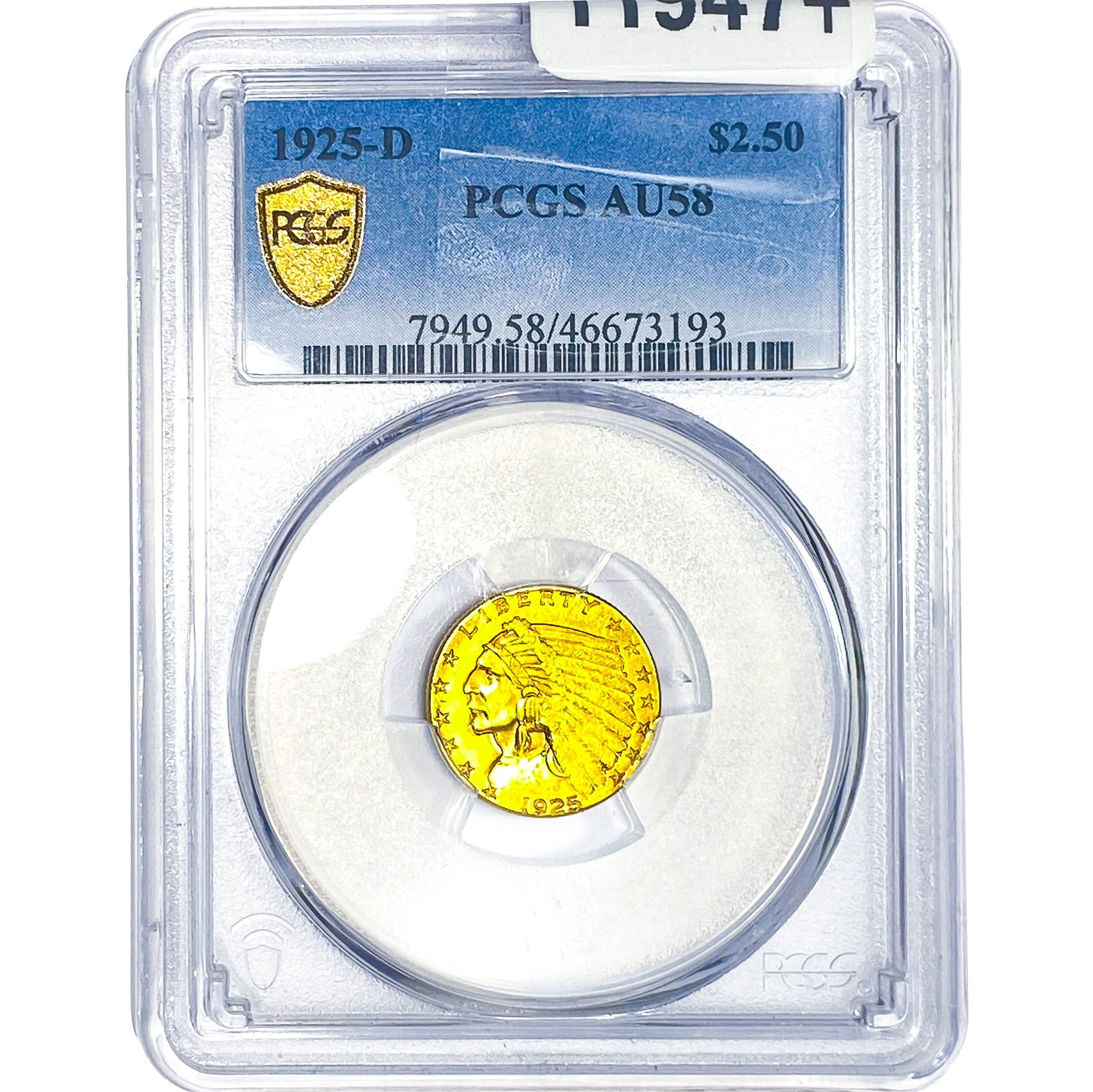 1925-D $2.50 Gold Quarter Eagle PCGS AU58: 1925-D $2.50 Gold Quarter Eagle PCGS AU58