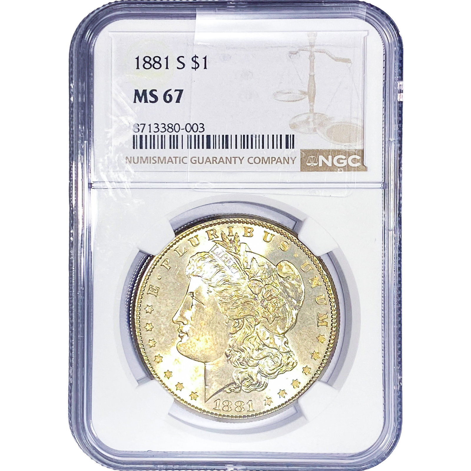 1881-S Morgan Silver Dollar NGC MS67: 1881-S Morgan Silver Dollar NGC MS67