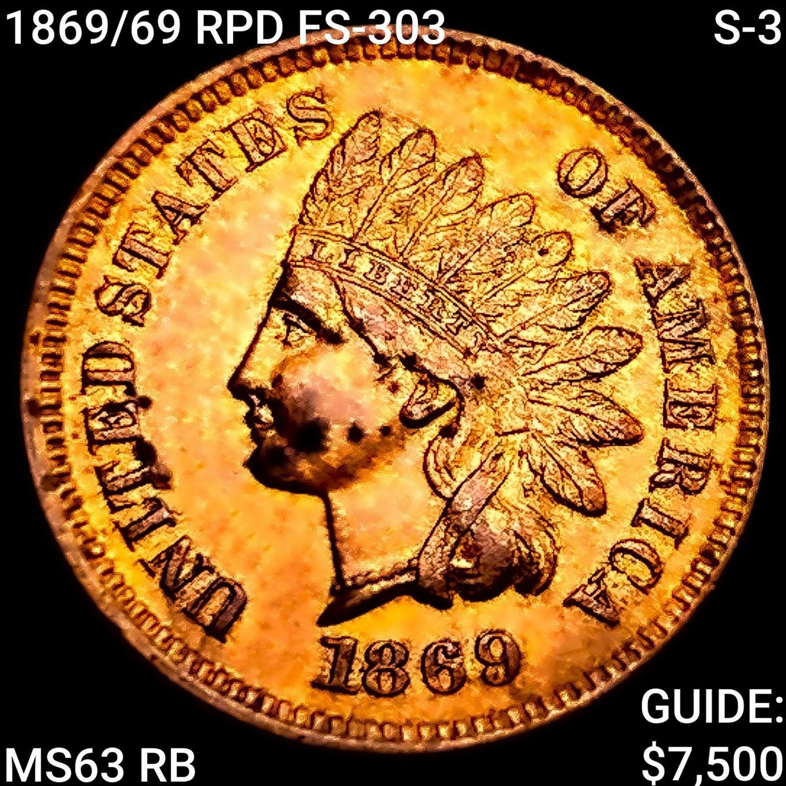 1869/69 RPD FS-303, S-3 Indian Head Cent CHOICE BU: 1869/69 RPD FS-303, S-3 Indian Head Cent CHOICE BU