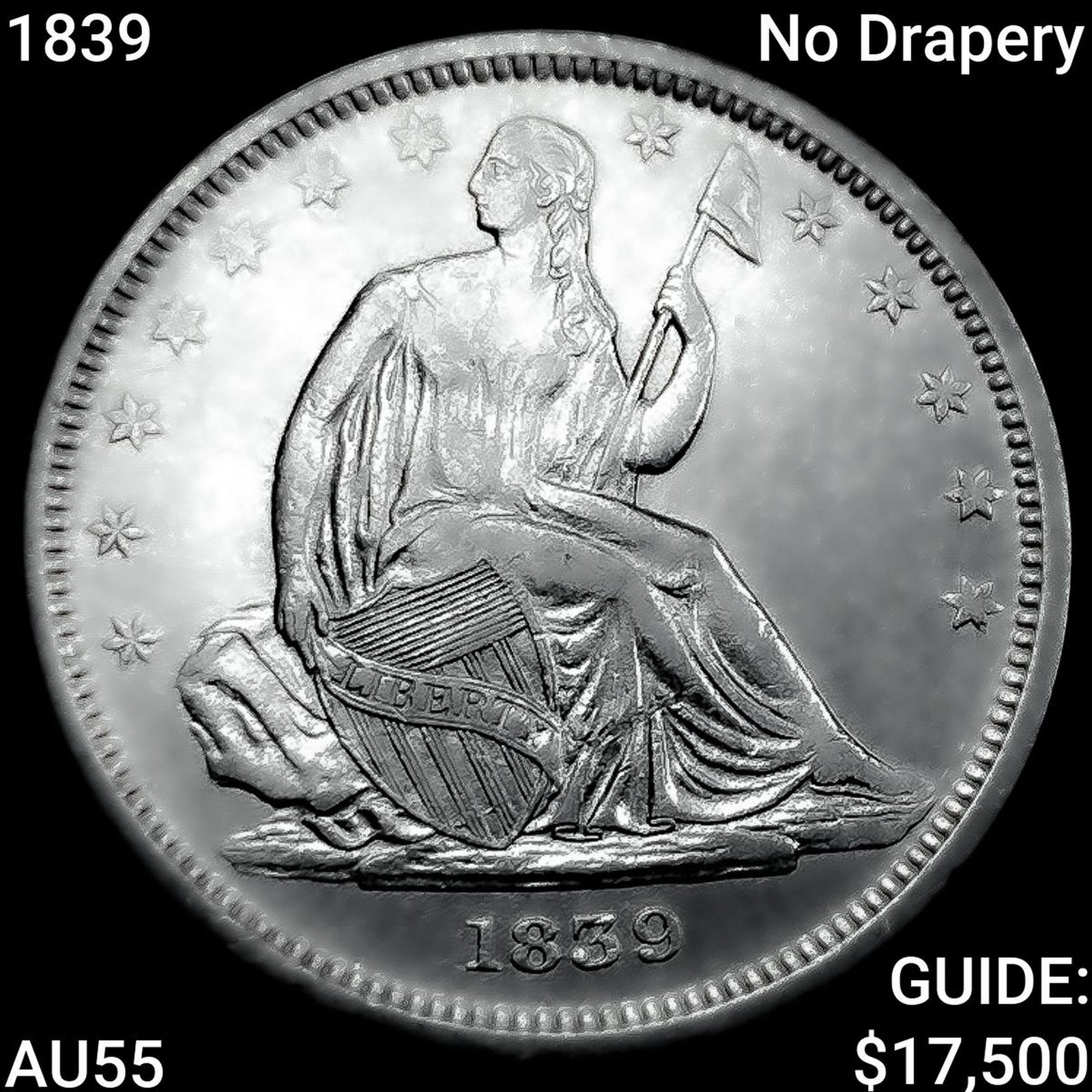 1839 No Drapery Seated Liberty Half Dollar HIGH GRADE (1 of 2)