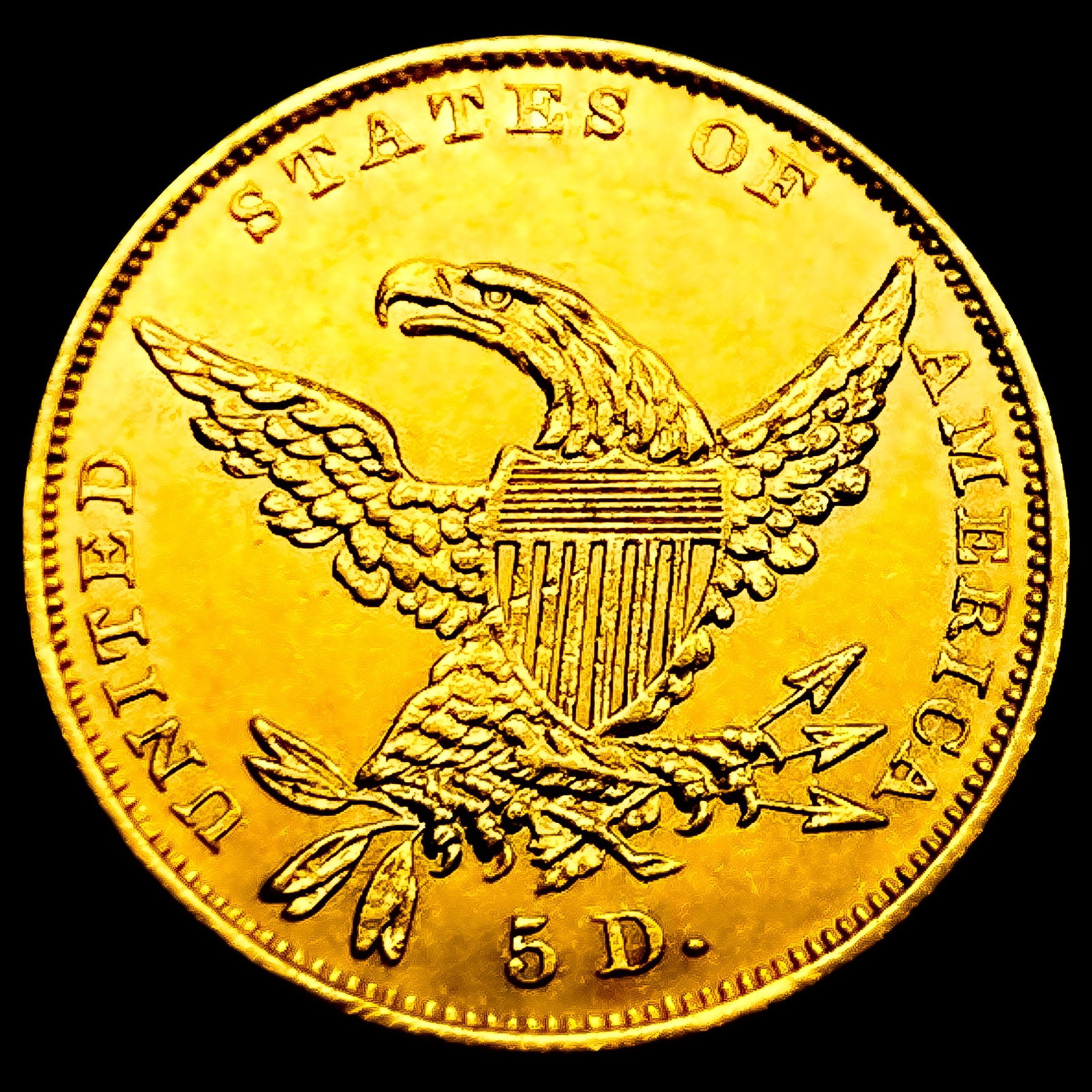 1834 $5 Gold Half Eagle UNCIRCULATED - 2
