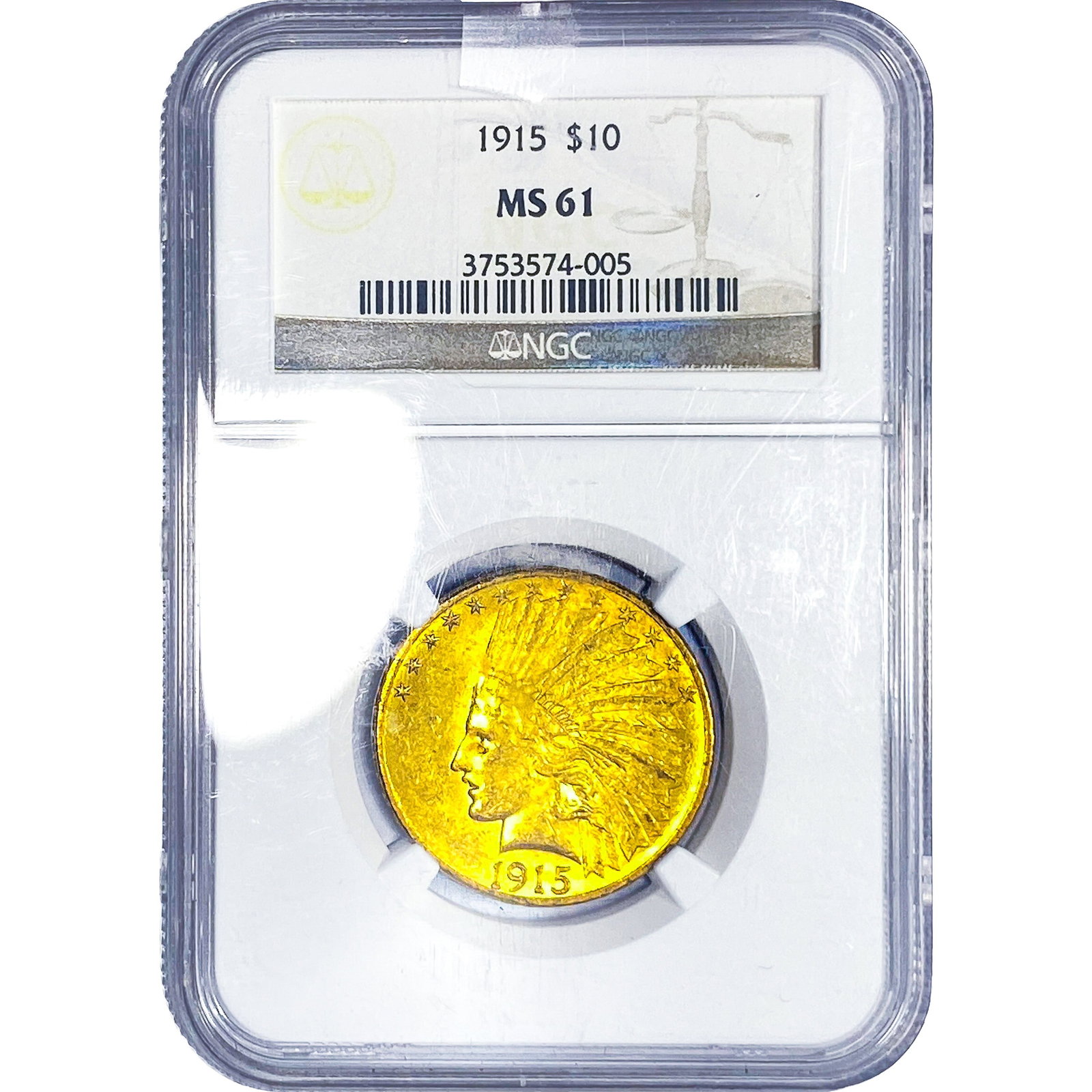 1915 $10 Gold Eagle NGC MS61: 1915 $10 Gold Eagle NGC MS61