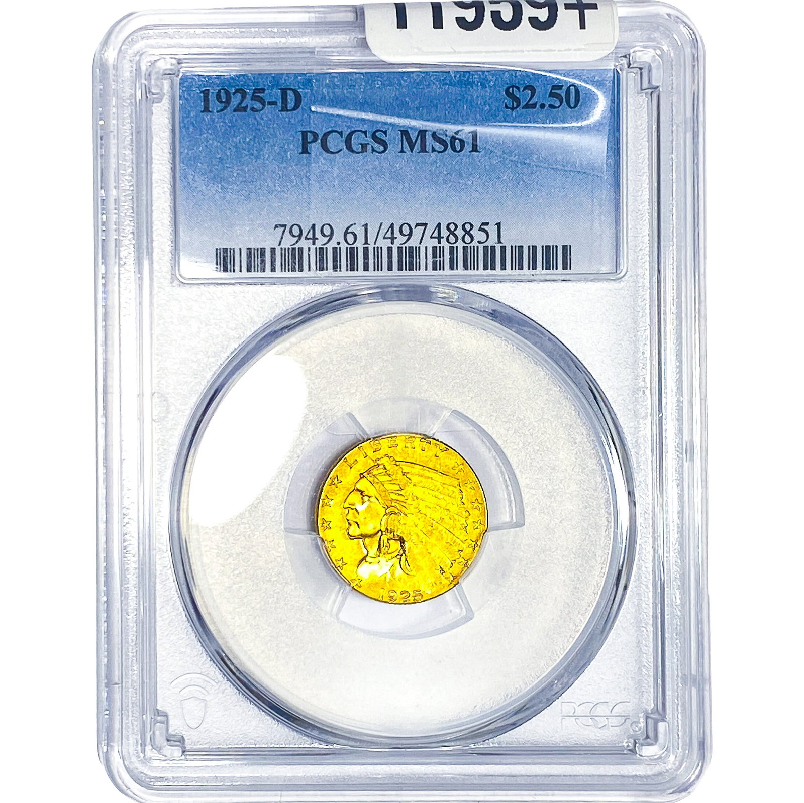 1925-D $2.50 Gold Quarter Eagle PCGS MS61: 1925-D $2.50 Gold Quarter Eagle PCGS MS61