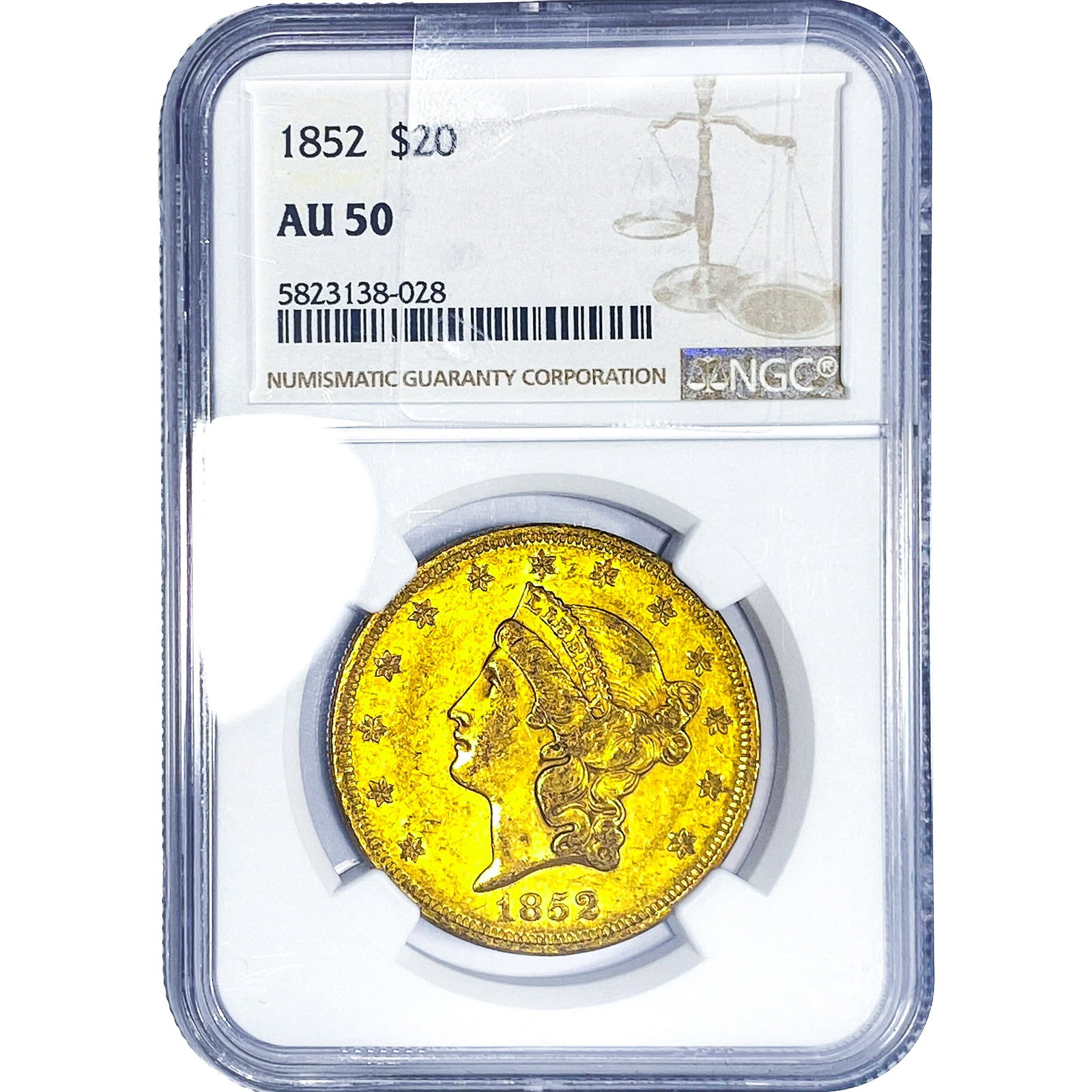 1852 $20 Gold Double Eagle NGC AU50 (1 of 4)