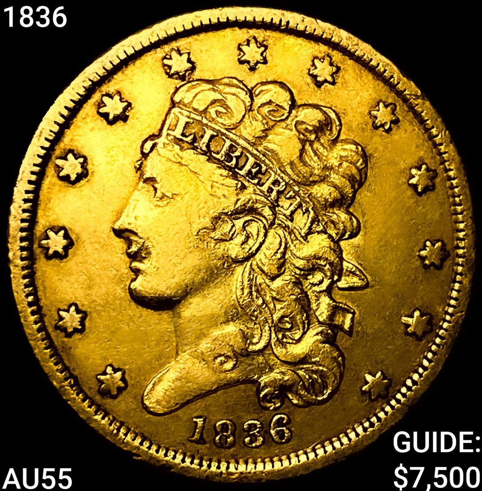 1836 $5 Gold Half Eagle HIGH GRADE: 1836 $5 Gold Half Eagle HIGH GRADE