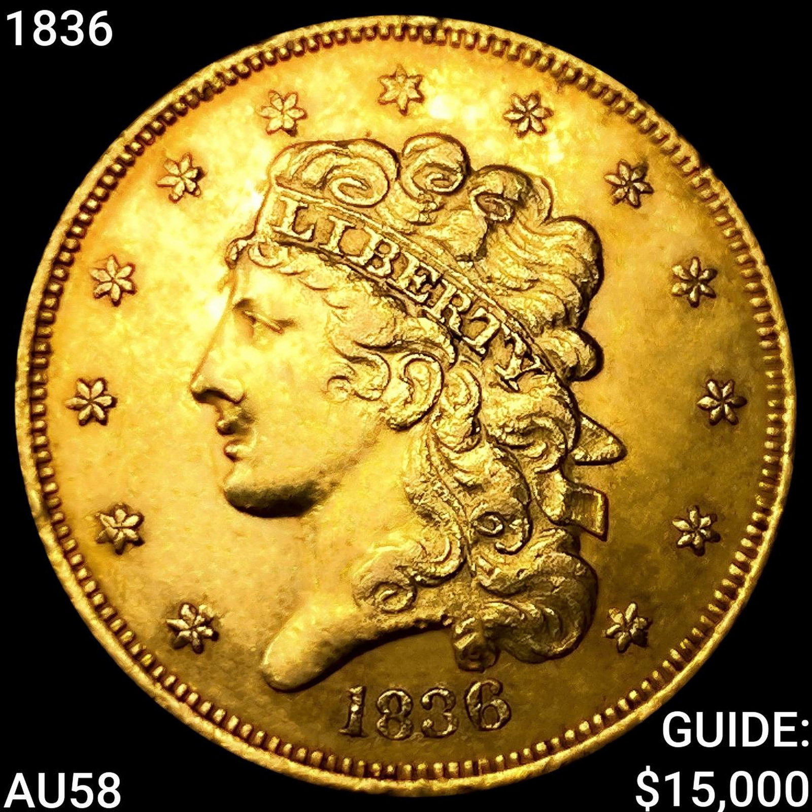 1836 $5 Gold Half Eagle CHOICE AU: 1836 $5 Gold Half Eagle CHOICE AU