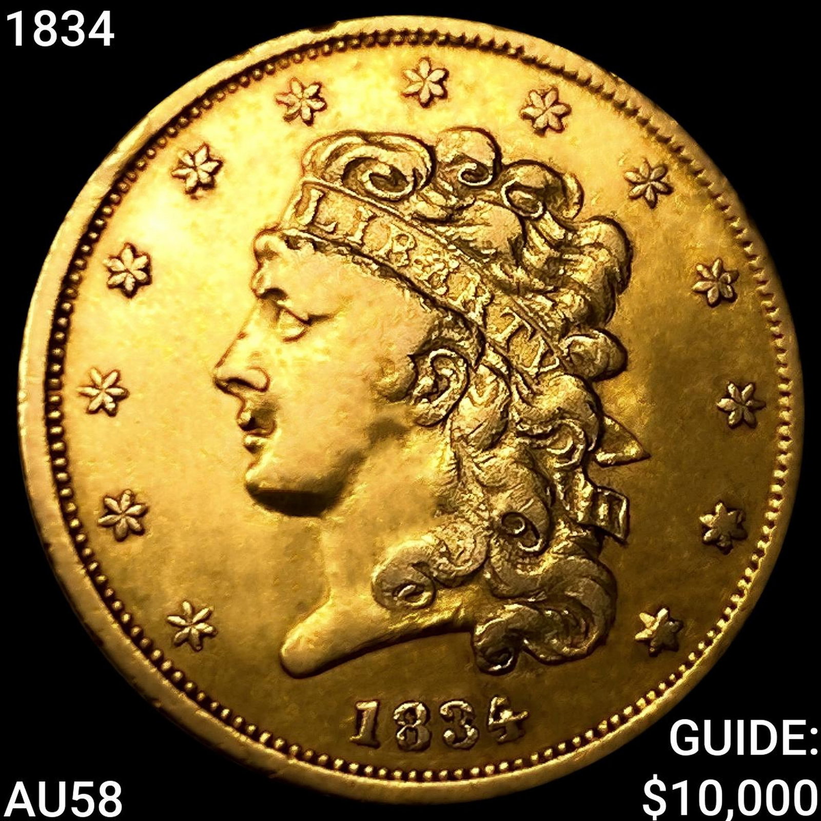 1834 $5 Gold Half Eagle CHOICE AU: 1834 $5 Gold Half Eagle CHOICE AU