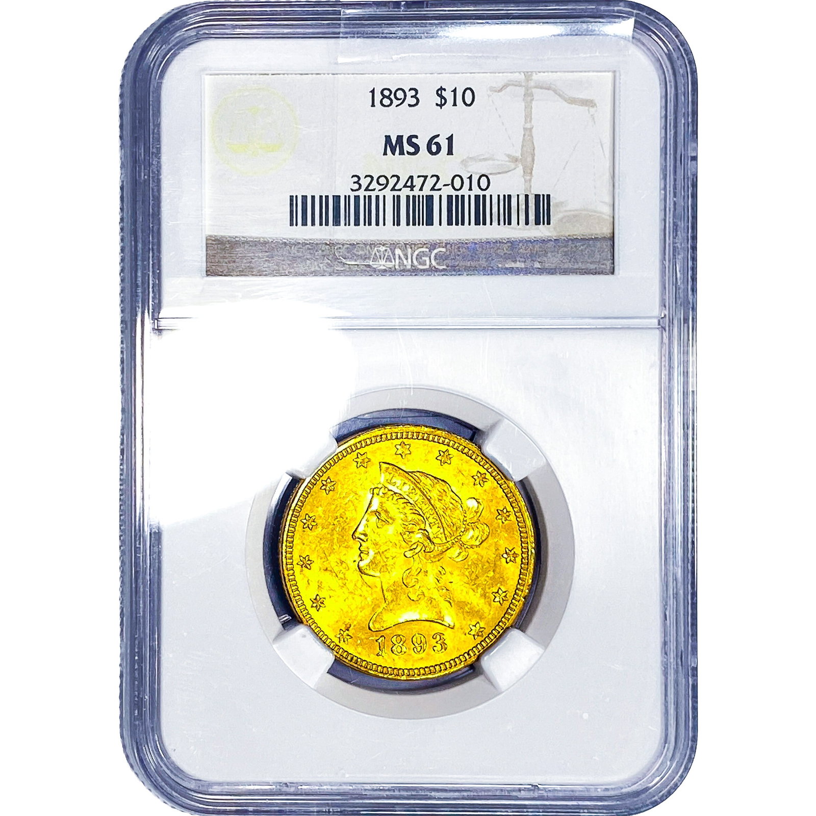 1893 $10 Gold Eagle NGC MS61: 1893 $10 Gold Eagle NGC MS61