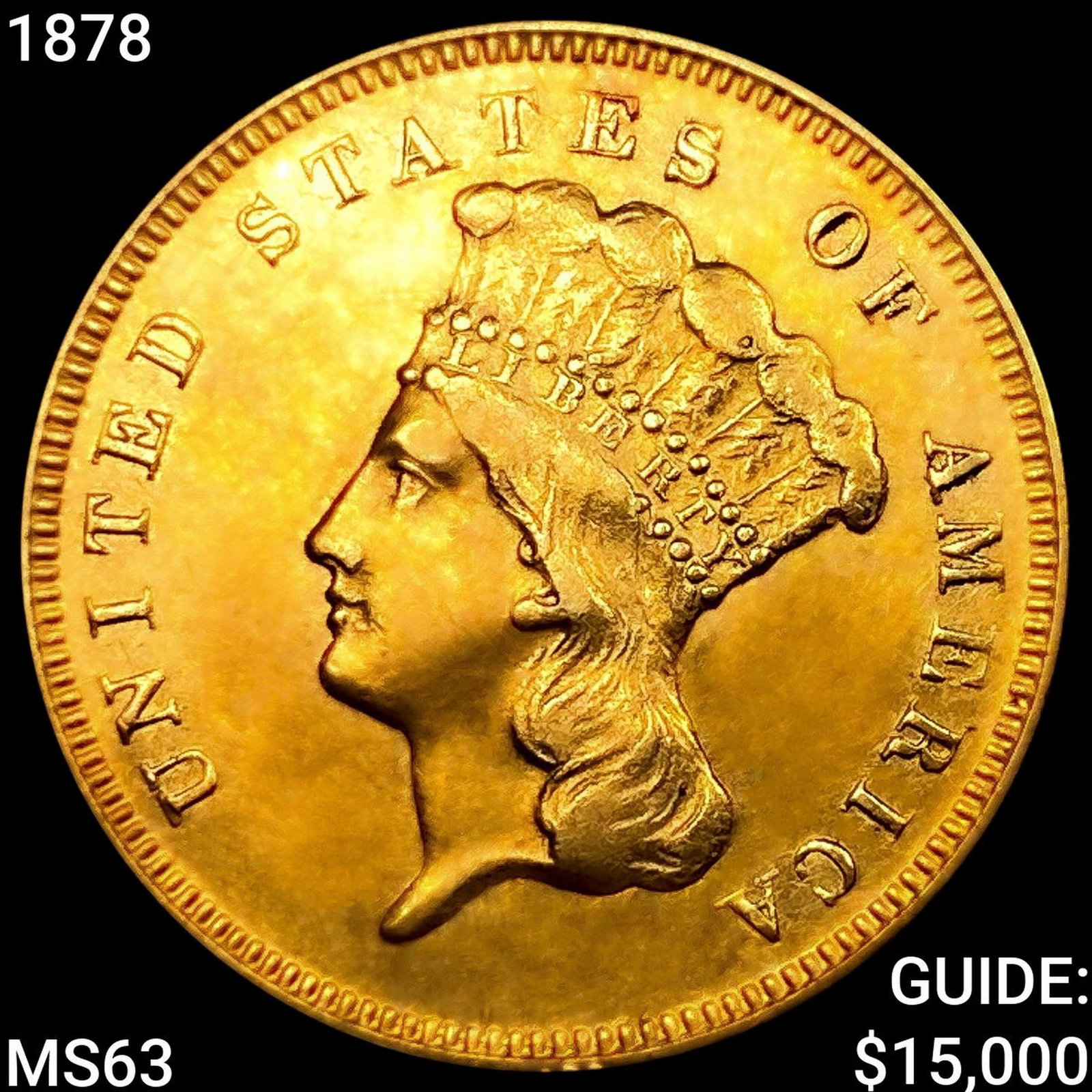 1878 $3 Gold Piece CHOICE BU: 1878 $3 Gold Piece CHOICE BU