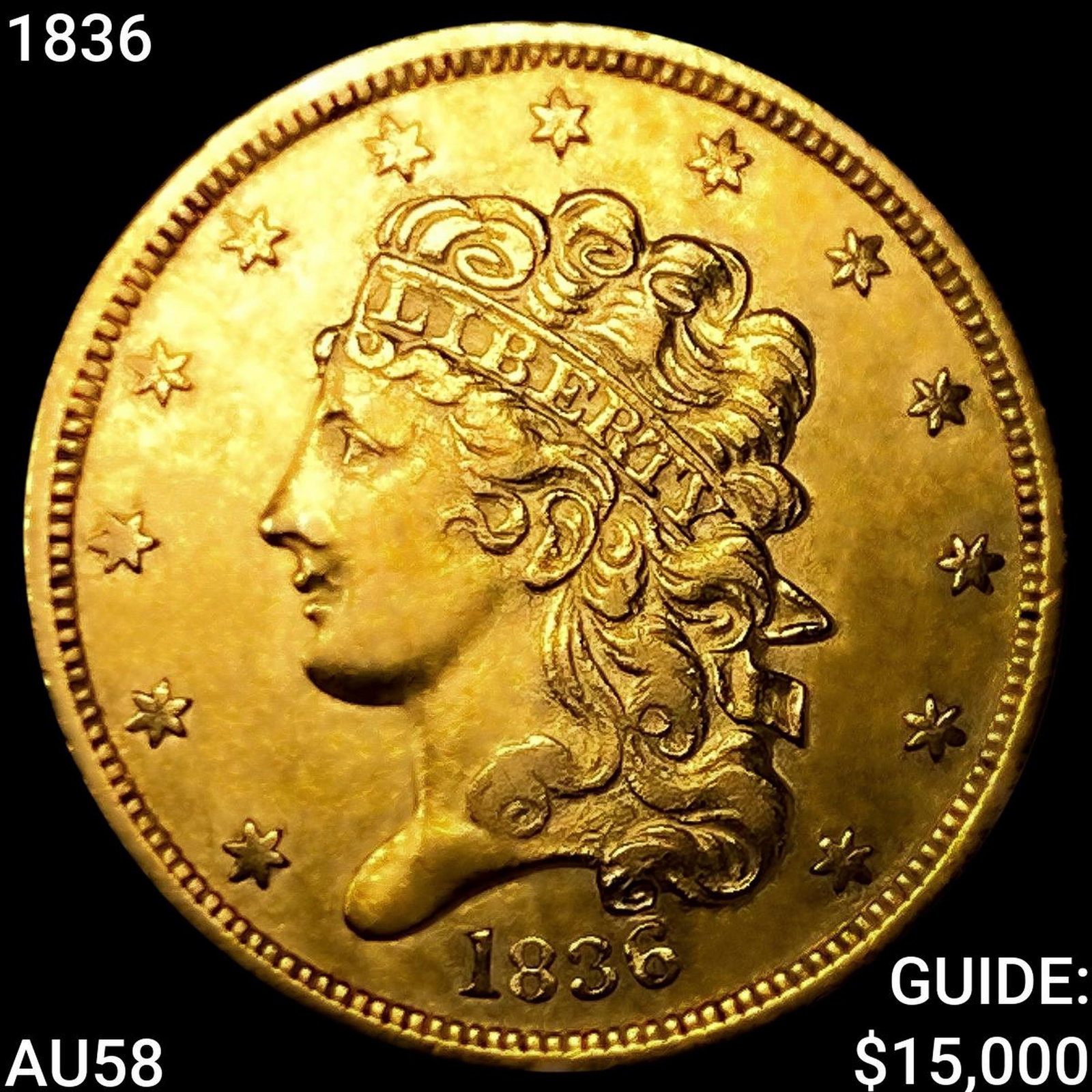 1836 $5 Gold Half Eagle CHOICE AU: 1836 $5 Gold Half Eagle CHOICE AU