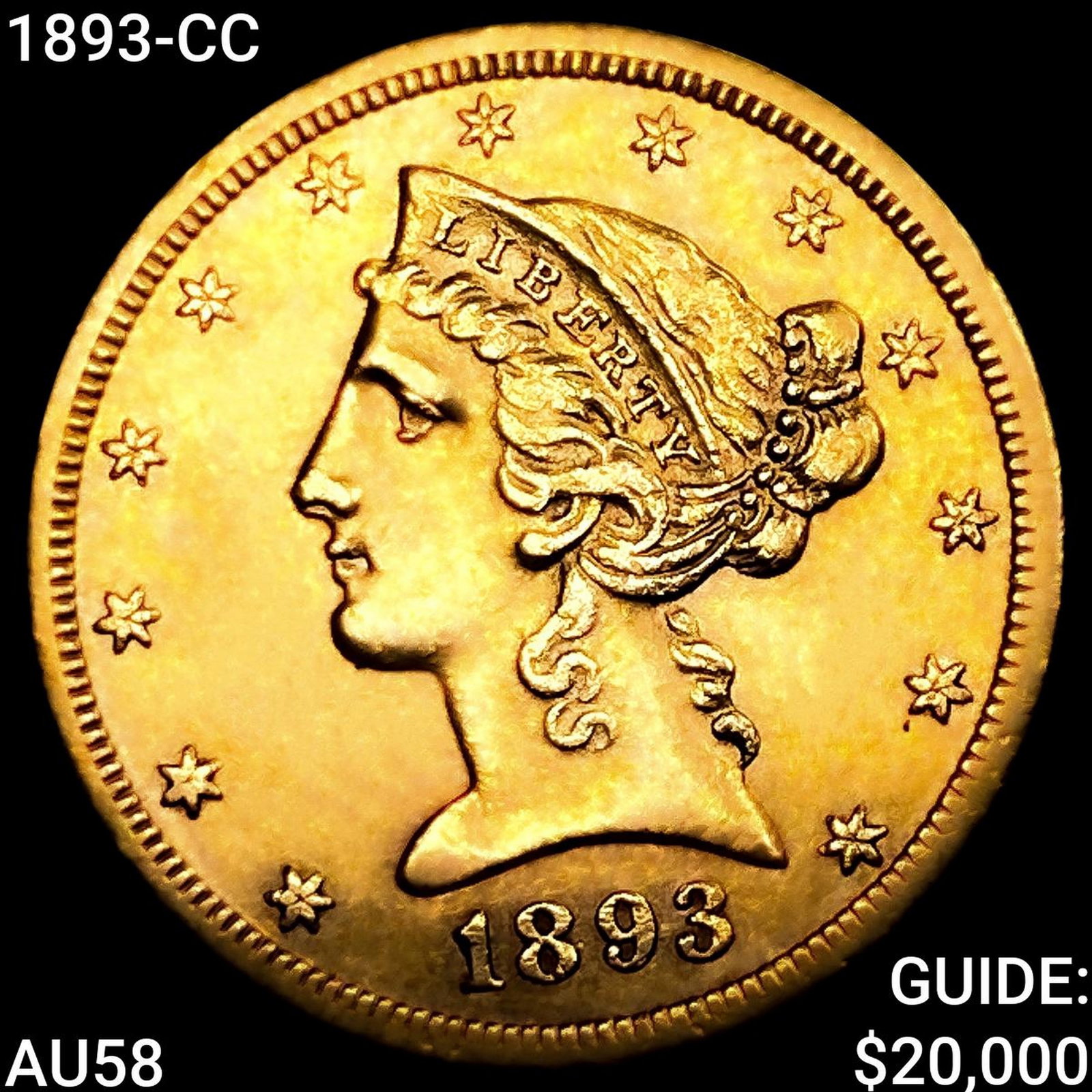 1893-CC $5 Gold Half Eagle CHOICE AU (1 of 2)