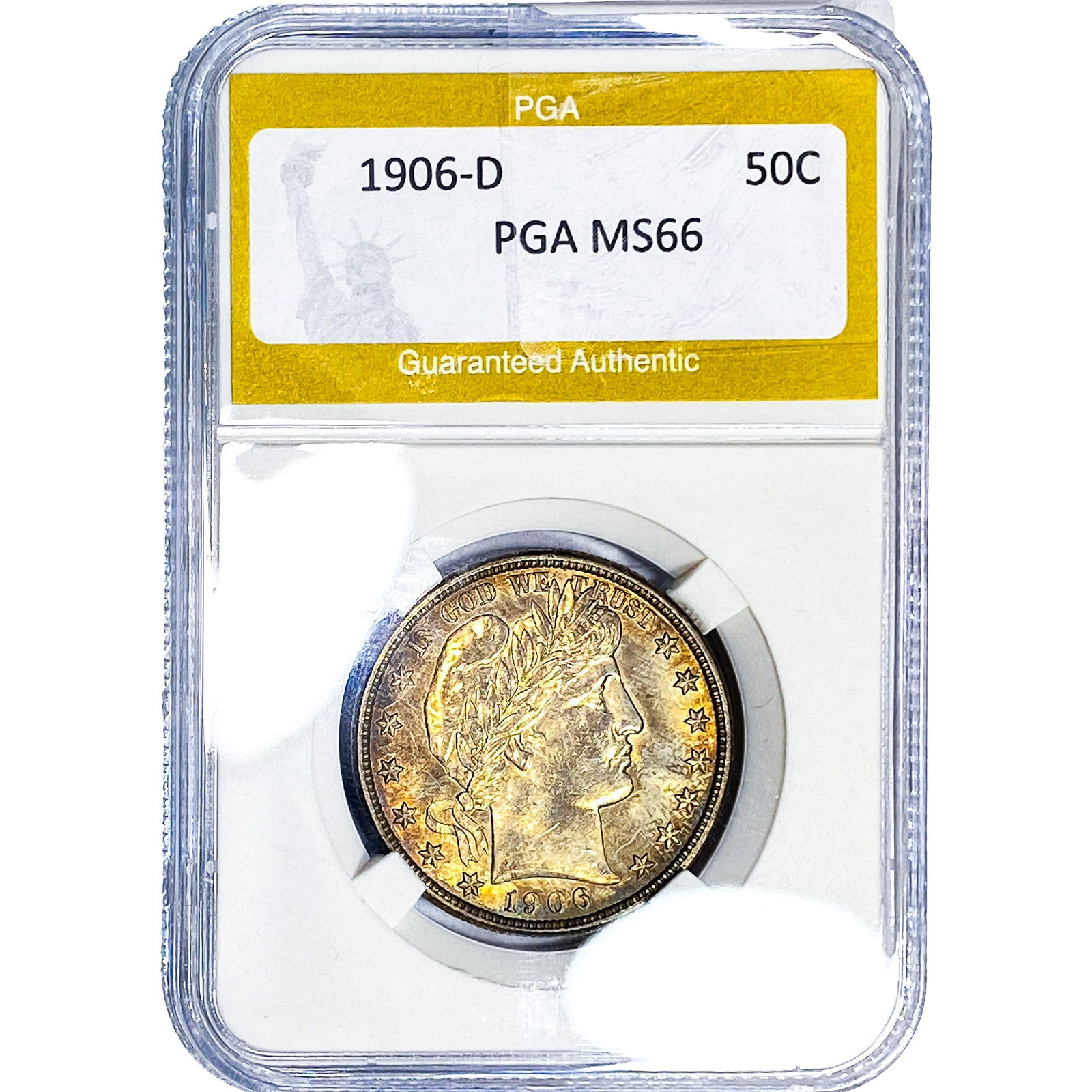 1906-D Barber Half Dollar PGA MS66: 1906-D Barber Half Dollar PGA MS66