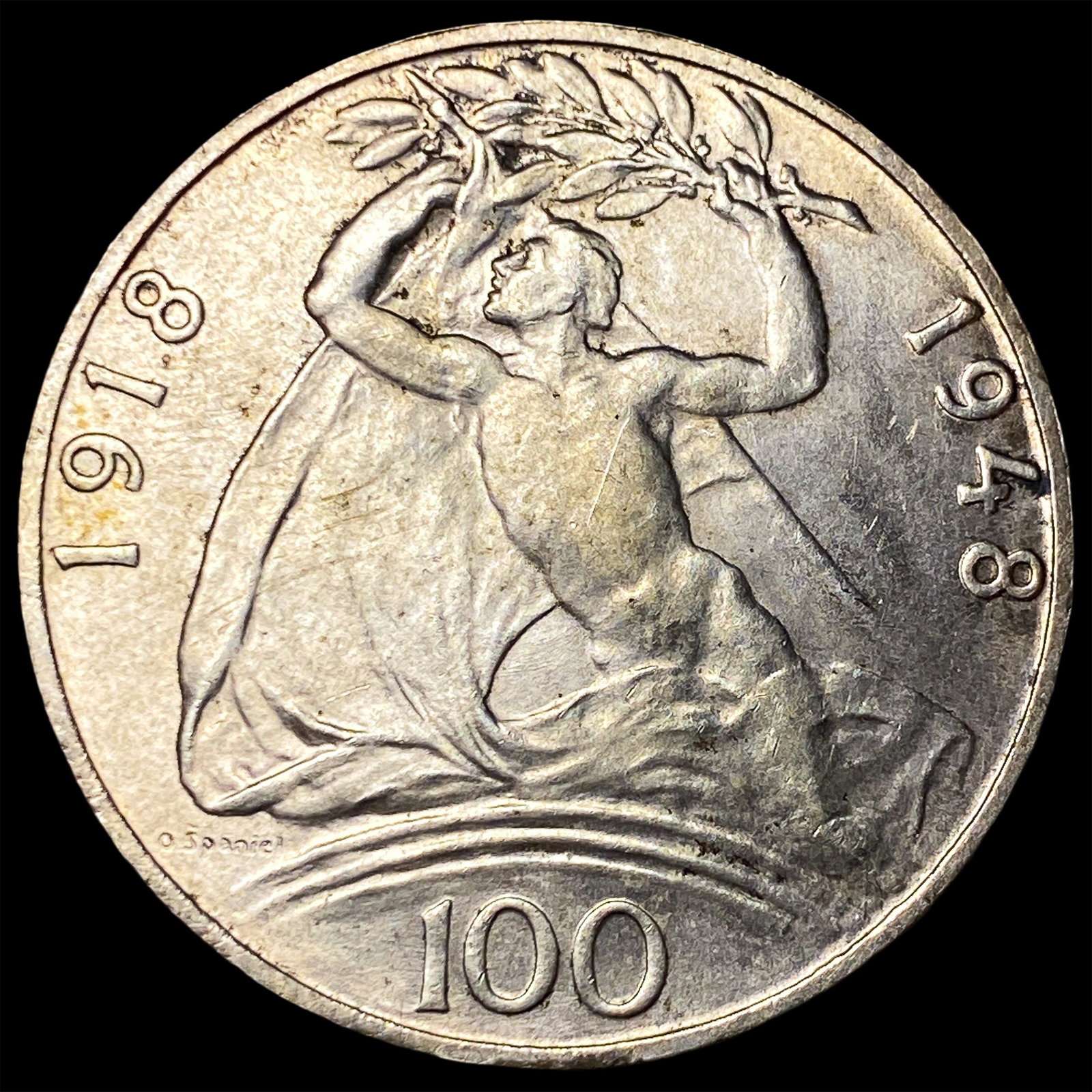 1948 Czechoslavakia Silver 100 Korun KM-27: 1948 Czechoslavakia Silver 100 Korun KM-27