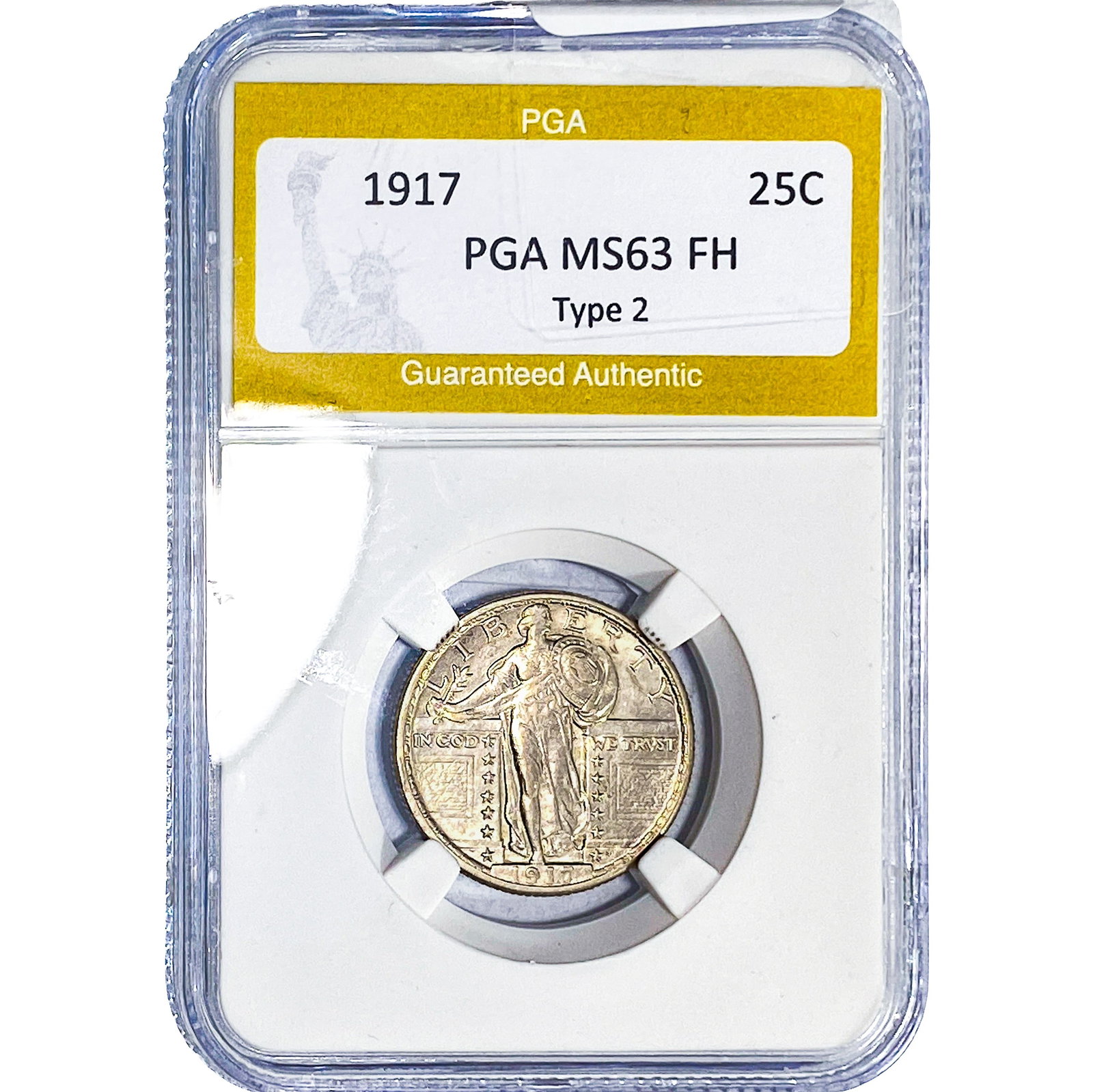 1917 Standing Liberty Quarter PGA MS63 FH TYPE 2: 1917 Standing Liberty Quarter PGA MS63 FH TYPE 2