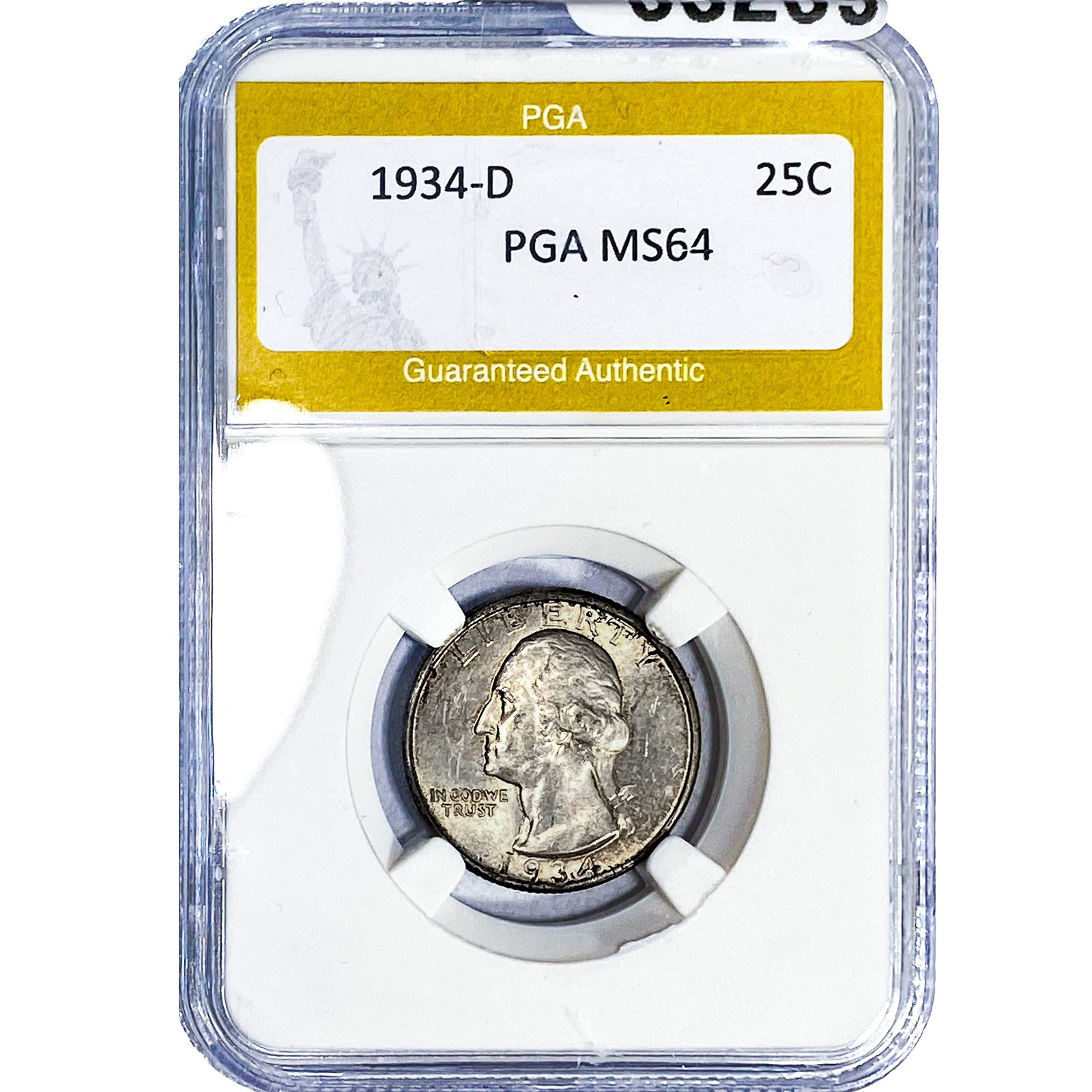 1934-D Washington Silver Quarter PGA MS64: 1934-D Washington Silver Quarter PGA MS64