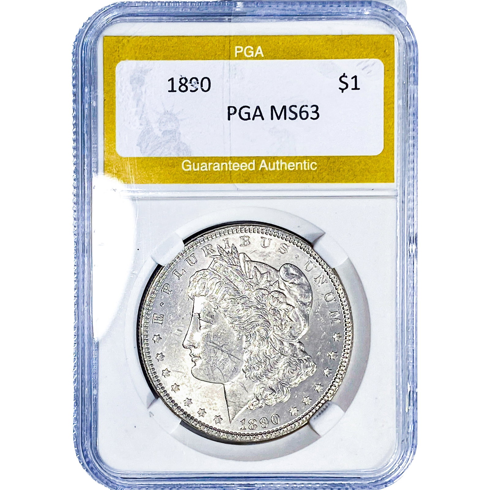 1890 Morgan Silver Dollar PGA MS63: 1890 Morgan Silver Dollar PGA MS63