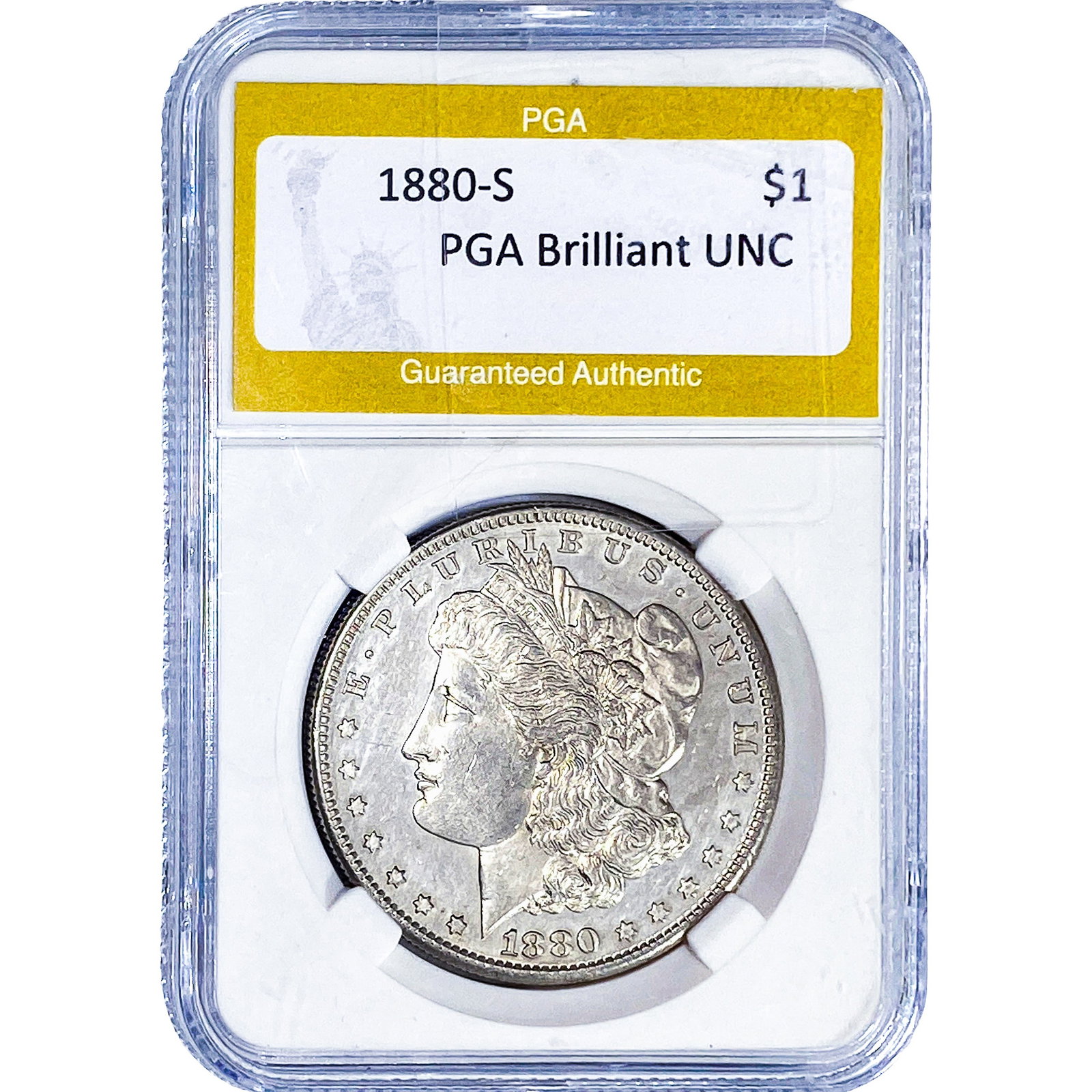 1880-S Morgan Silver Dollar PGA Brilliant UNC: 1880-S Morgan Silver Dollar PGA Brilliant UNC