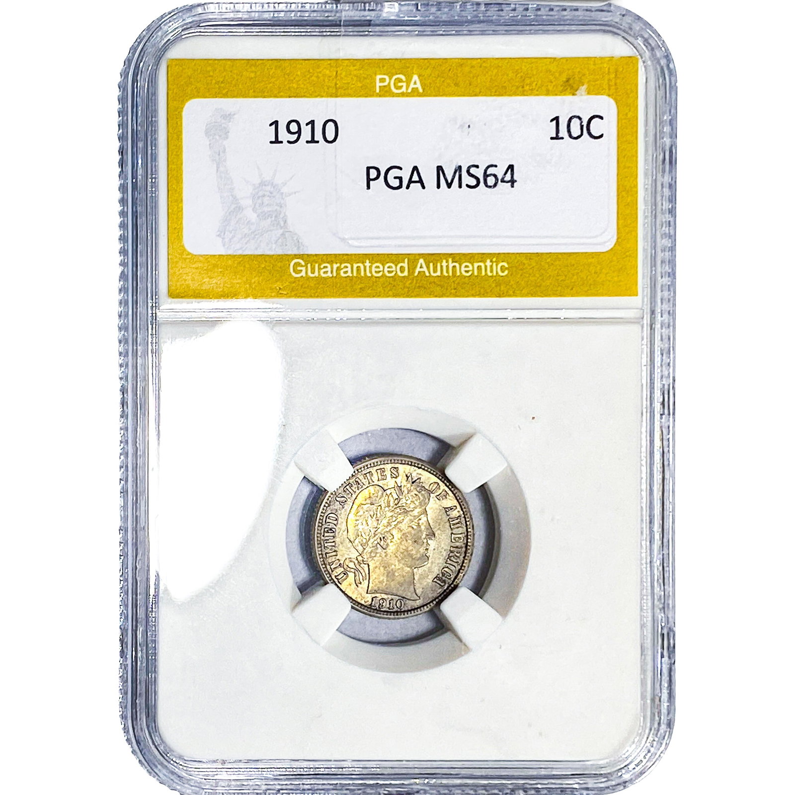 1910 Barber Dime PGA MS64: 1910 Barber Dime PGA MS64