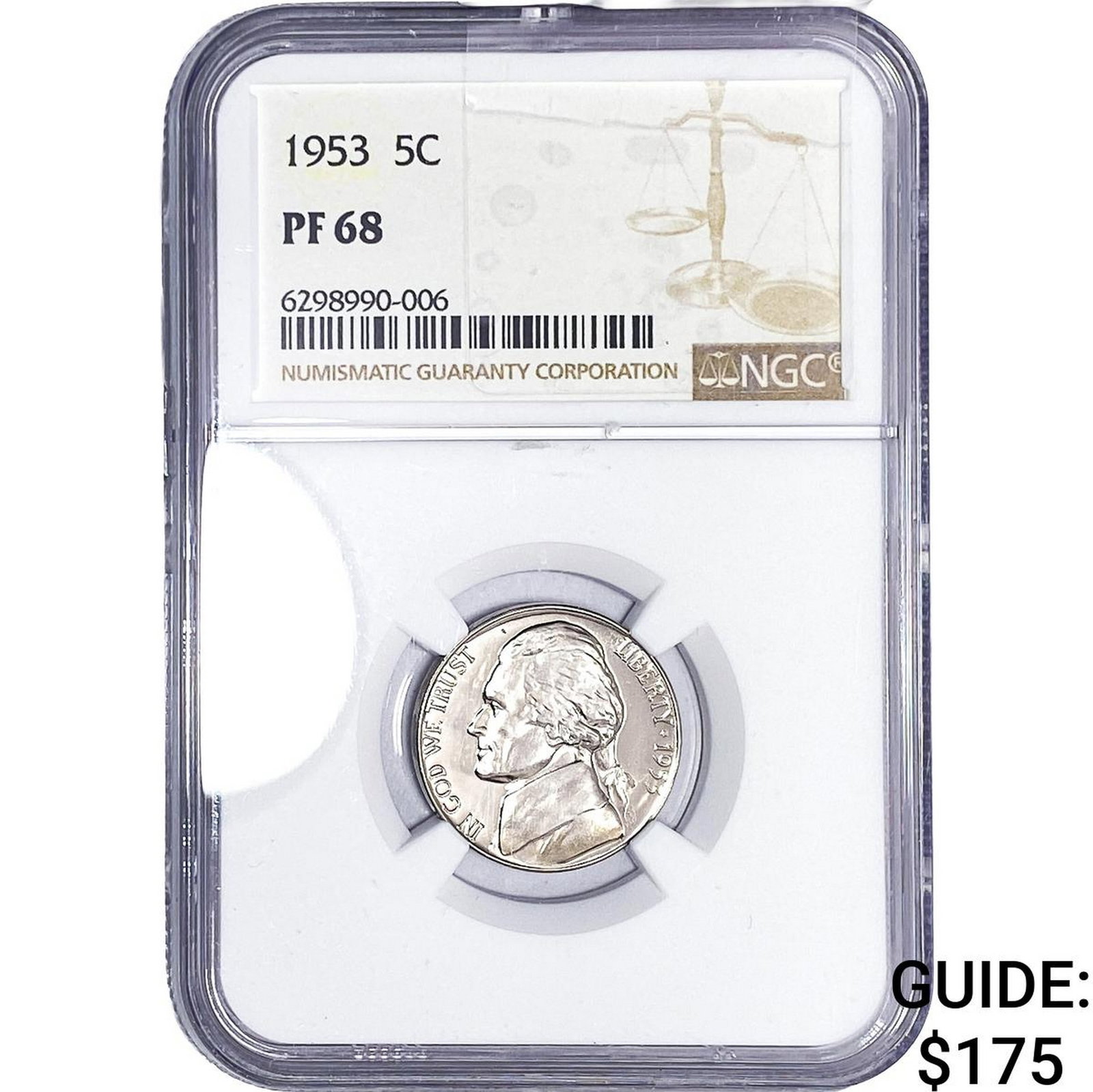 1953 Jefferson Nickel NGC PF68: 1953 Jefferson Nickel NGC PF68