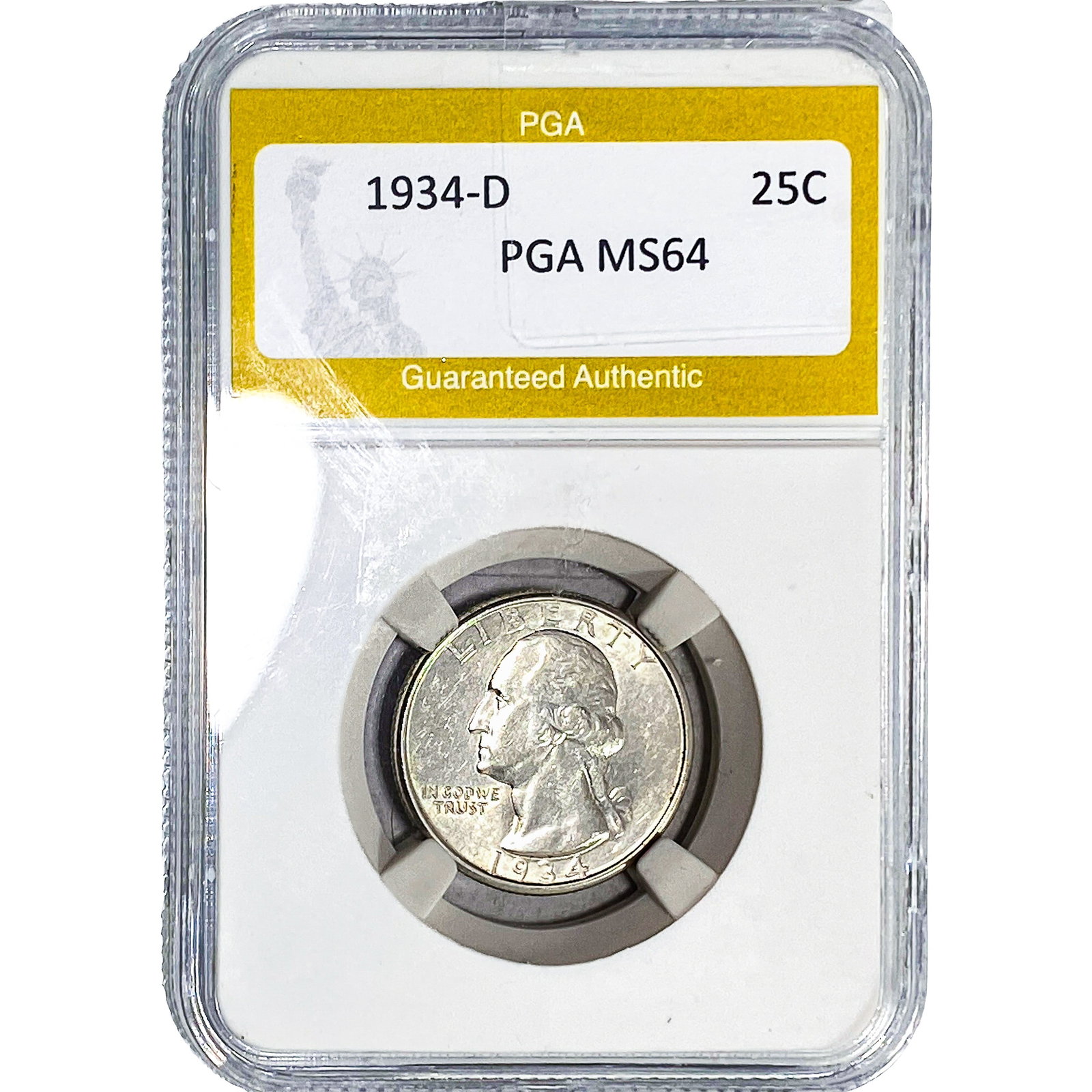 1934-D Washington Silver Quarter PGA MS64: 1934-D Washington Silver Quarter PGA MS64