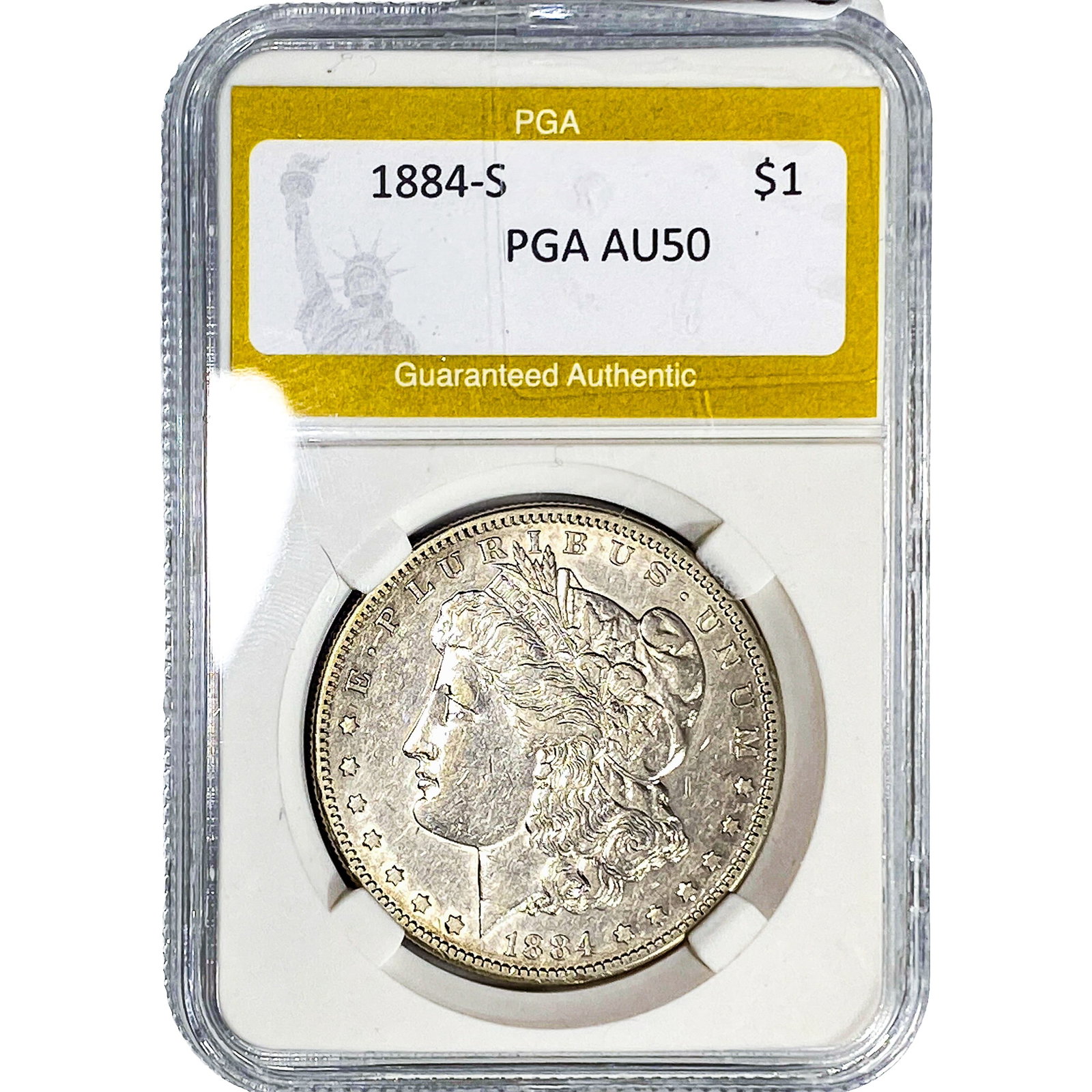 1884-S Morgan Silver Dollar PGA AU50: 1884-S Morgan Silver Dollar PGA AU50