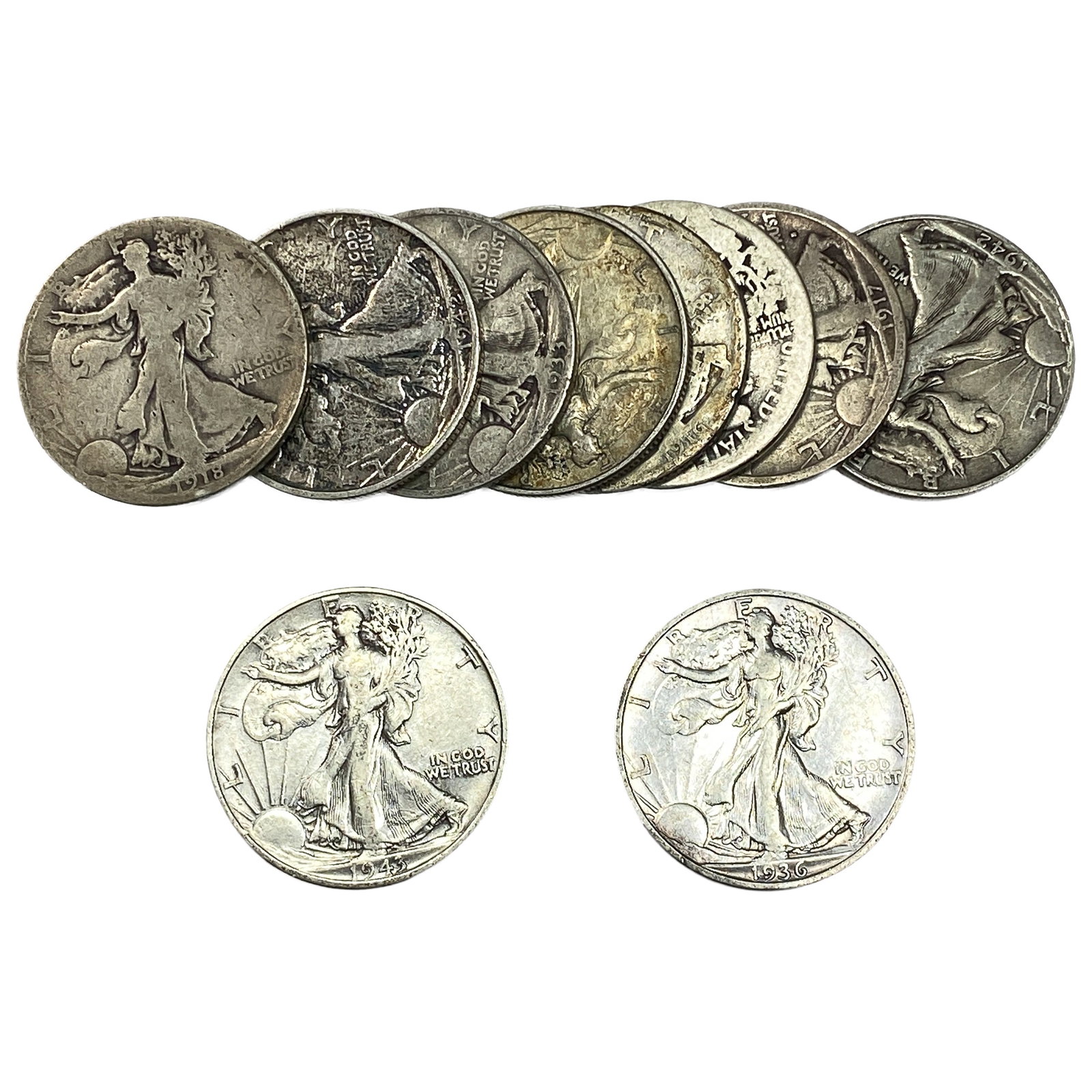 [10 Coins] Mixed Dates Walking Liberty Half Dollar (1 of 2)