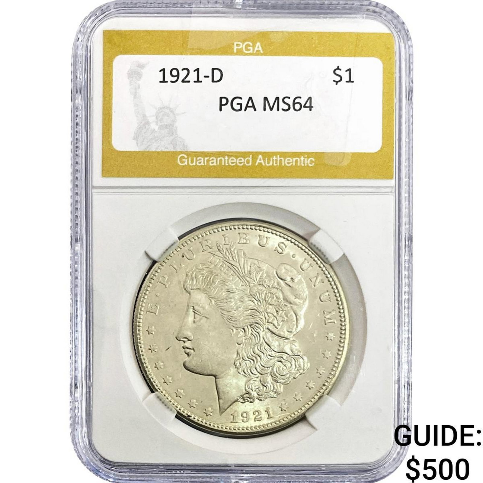 1921-D Morgan Silver Dollar PGA MS64: 1921-D Morgan Silver Dollar PGA MS64