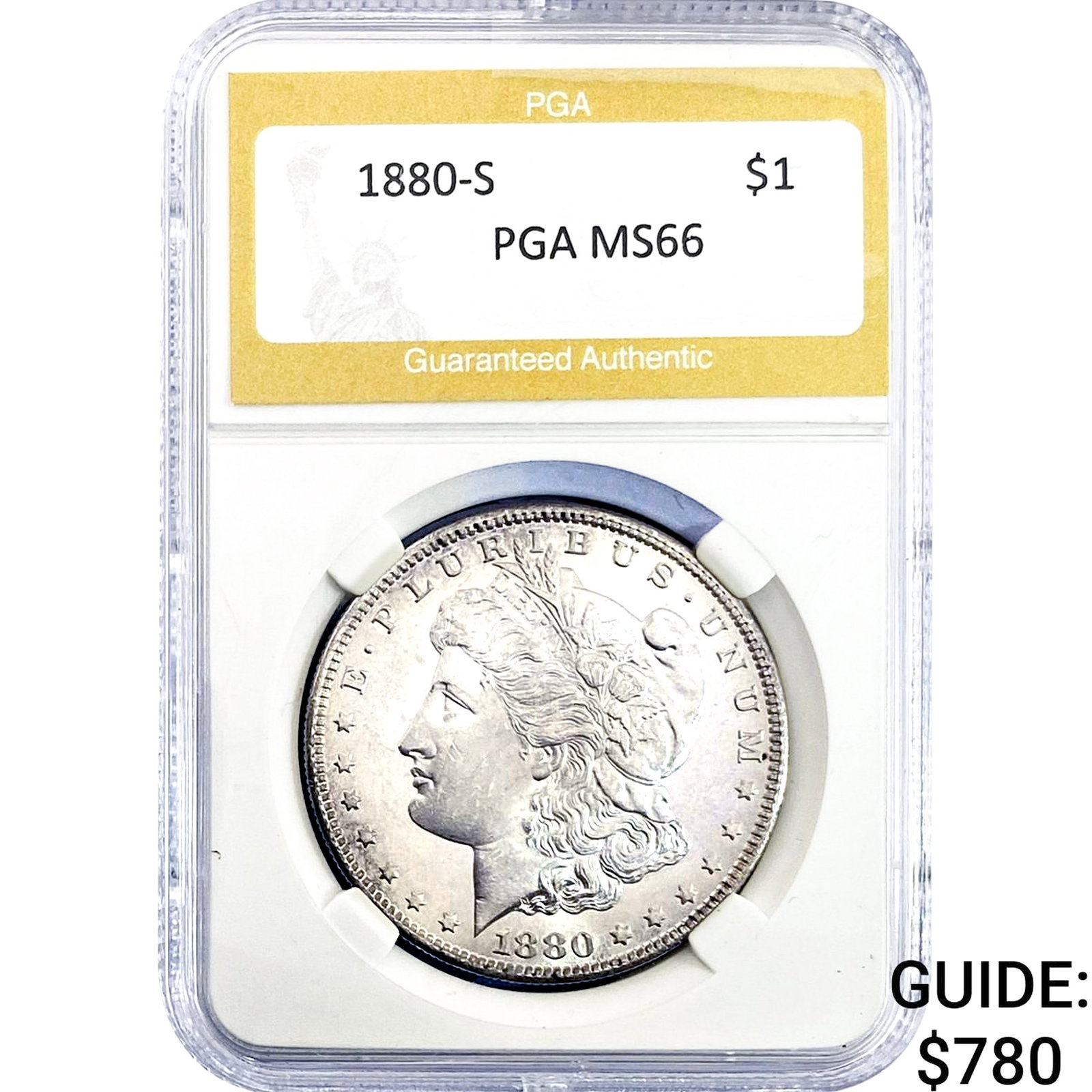 1880-S Morgan Silver Dollar PGA MS66: 1880-S Morgan Silver Dollar PGA MS66
