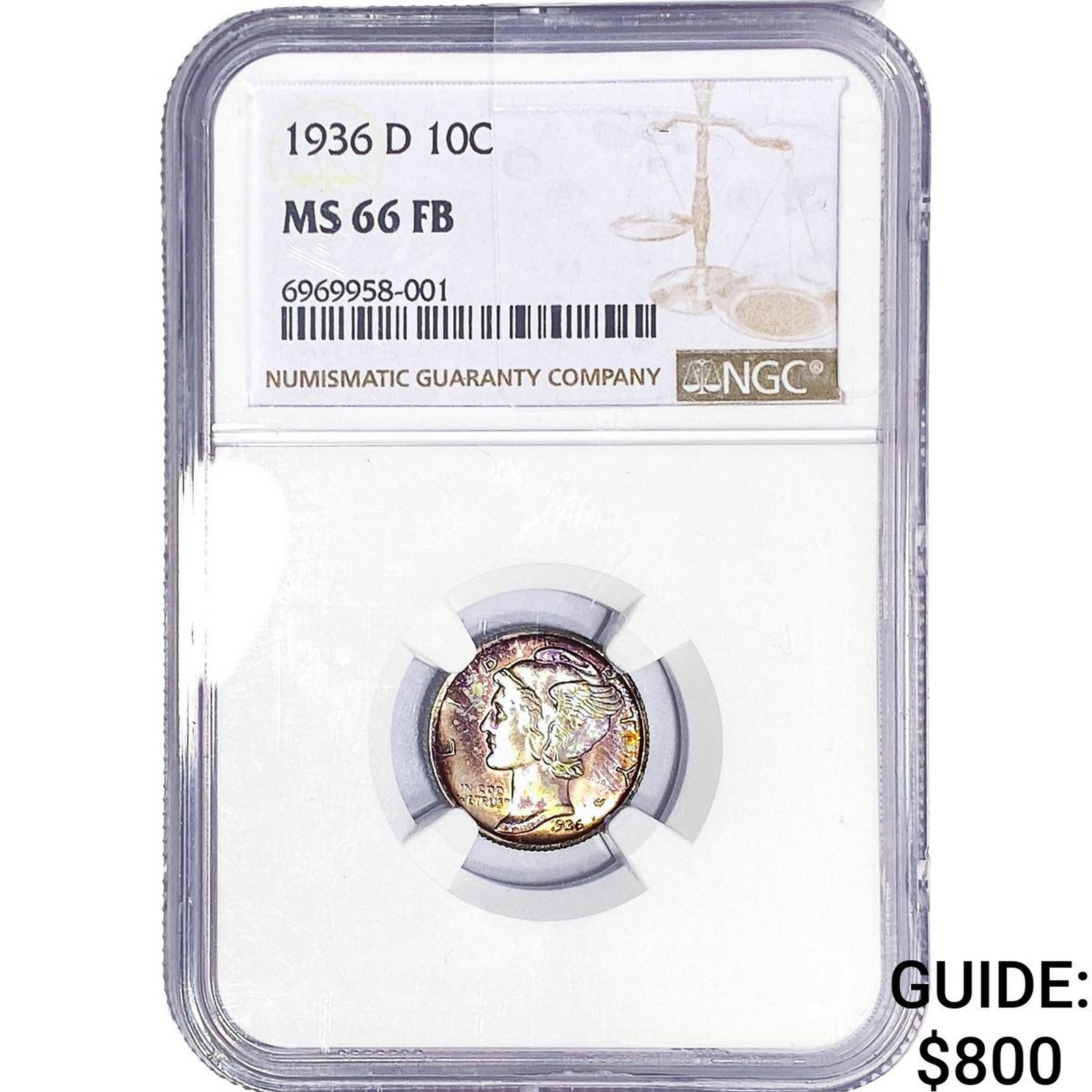 1936-D Mercury Silver Dime NGC MS66 FB (1 of 2)
