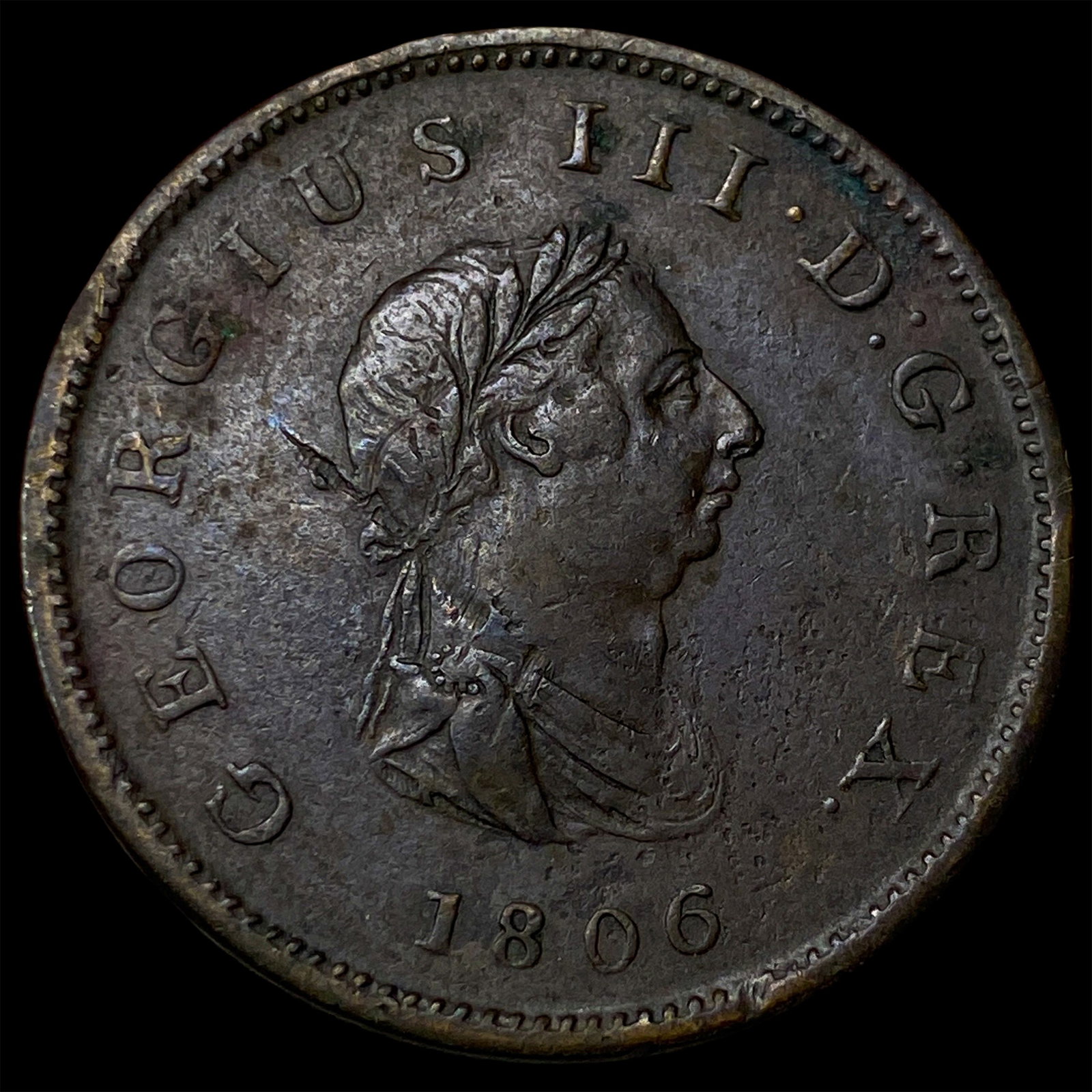 1806 Great Britain Copper 1/2 Penny: 1806 Great Britain Copper 1/2 Penny