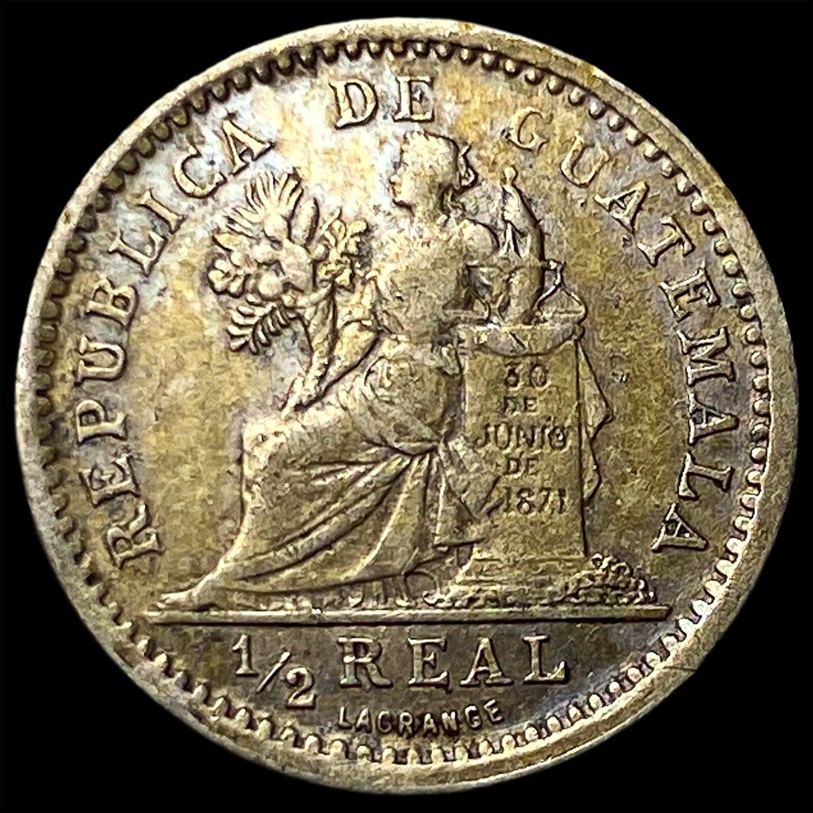 1895H Guatemala Silver 1/2 Real: 1895H Guatemala Silver 1/2 Real