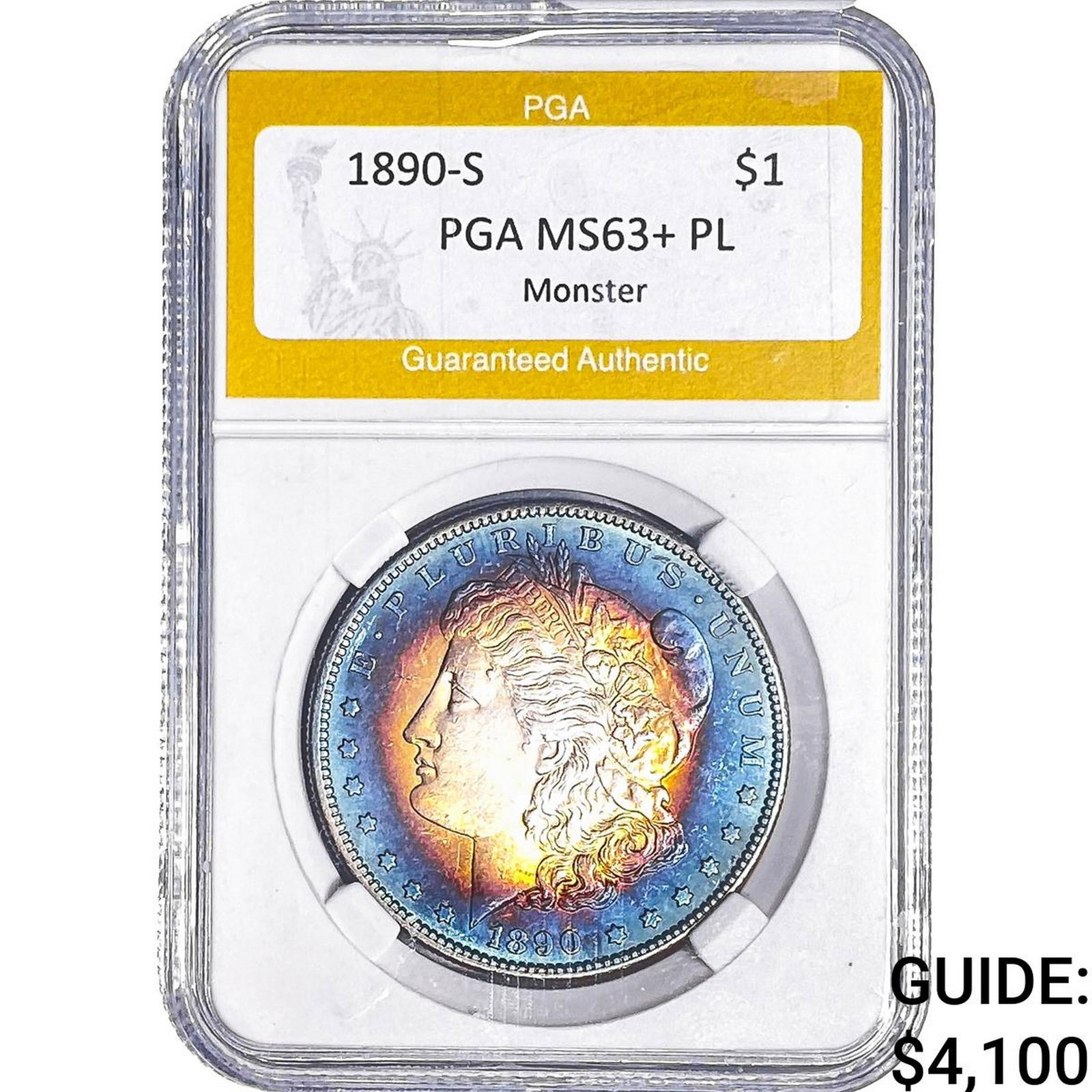 1890-S Morgan Silver Dollar PGA MS63+ PL Monster: 1890-S Morgan Silver Dollar PGA MS63+ PL Monster
