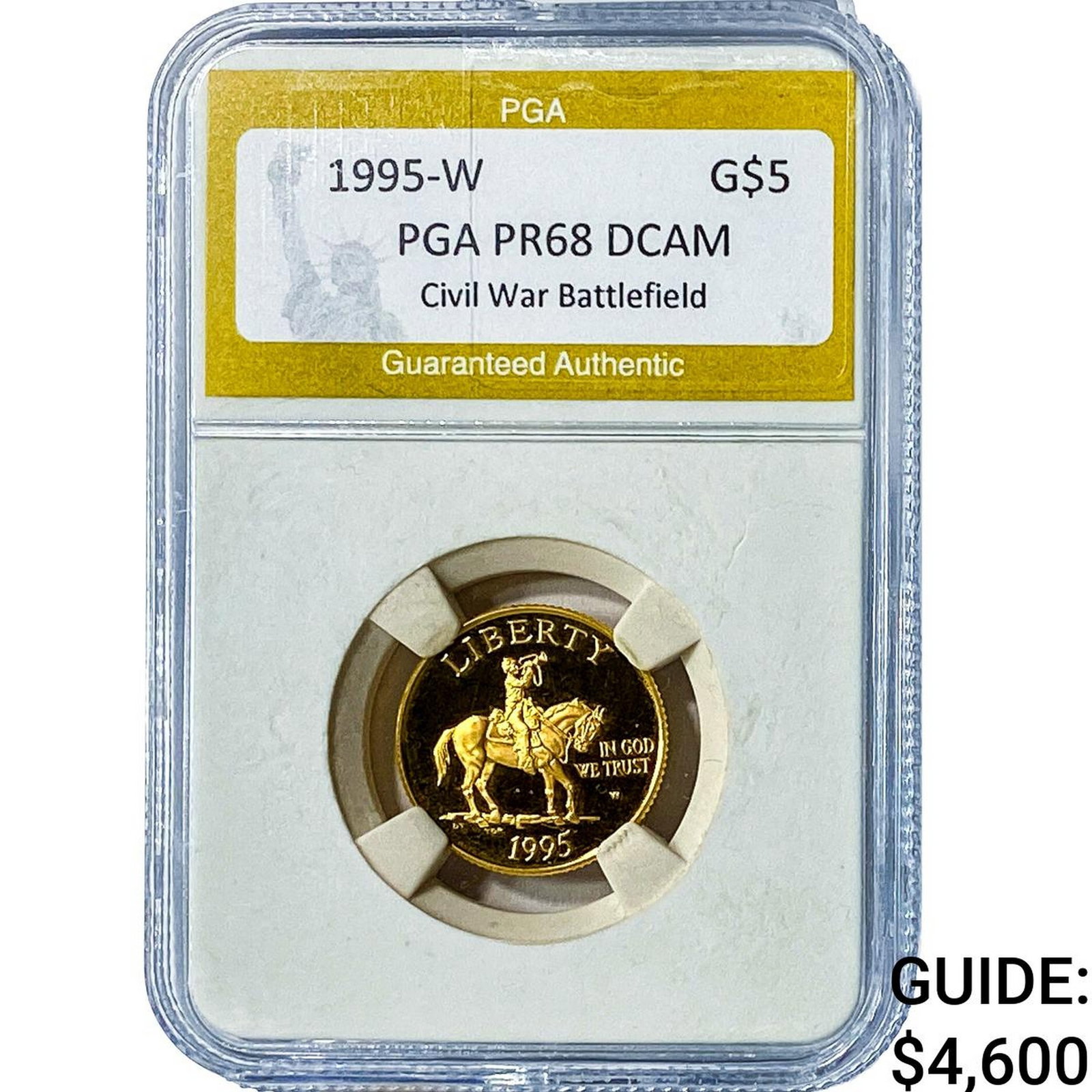 1955-W .2418oz Gold $5 Battlefield PGA PR68 DCAM: 1955-W .2418oz Gold $5 Battlefield PGA PR68 DCAM