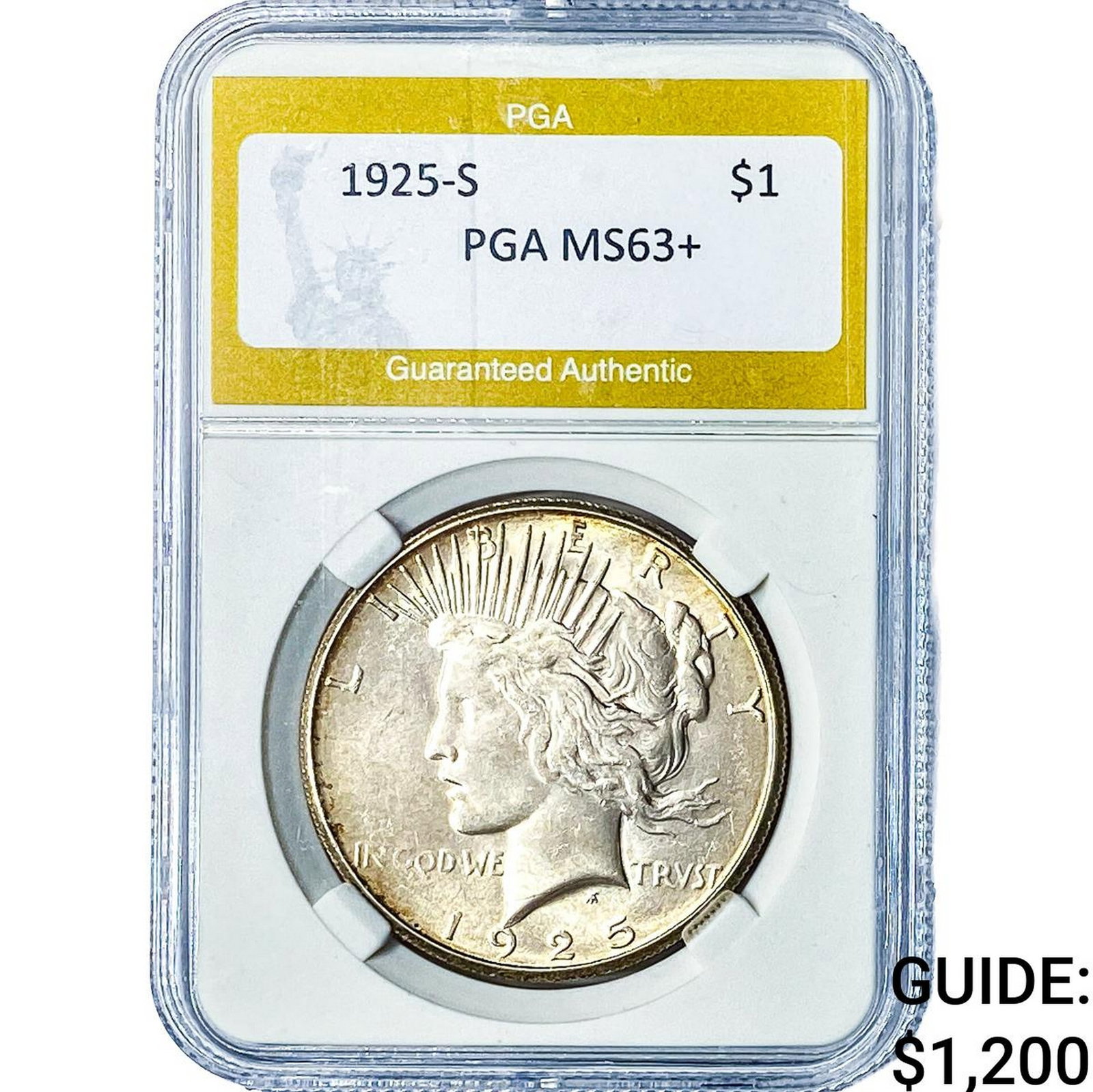 1925-S Silver Peace Dollar PGA MS63+ (1 of 2)