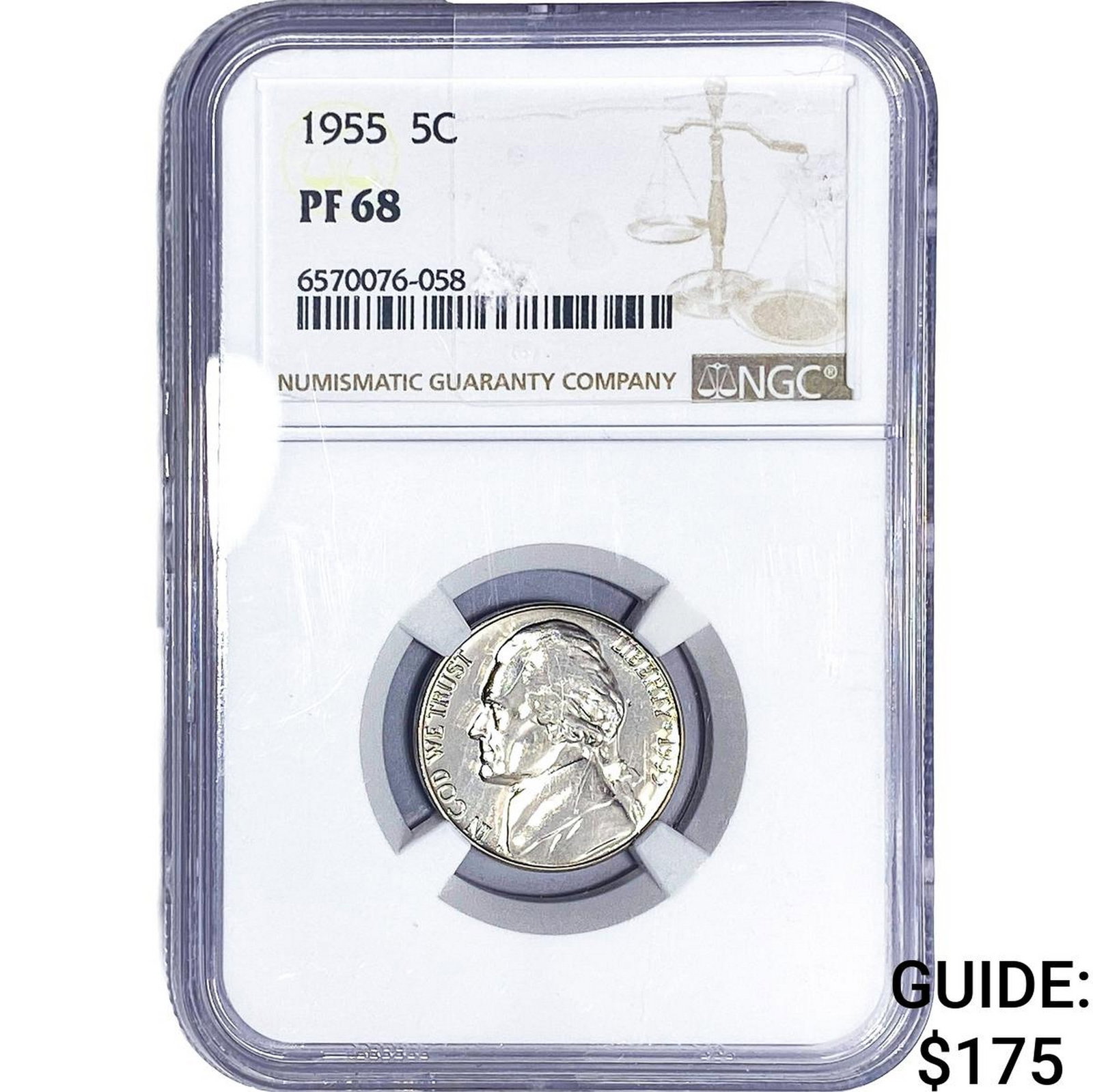 1955 Jefferson Nickel NGC PF68: 1955 Jefferson Nickel NGC PF68
