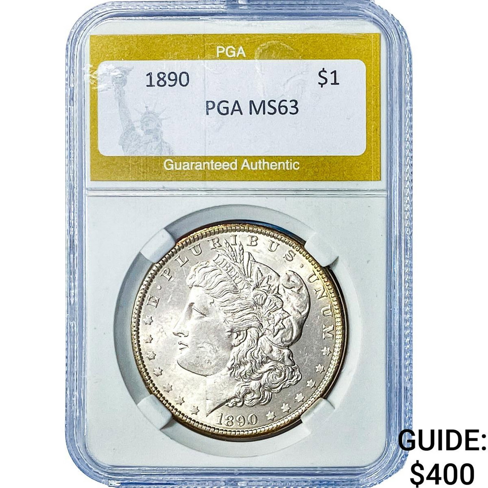 1890 Morgan Silver Dollar PGA MS63: 1890 Morgan Silver Dollar PGA MS63