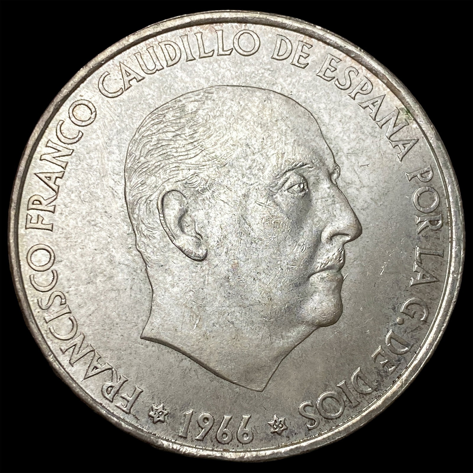 1966 Spain Silver 100 Pesetas: 1966 Spain Silver 100 Pesetas
