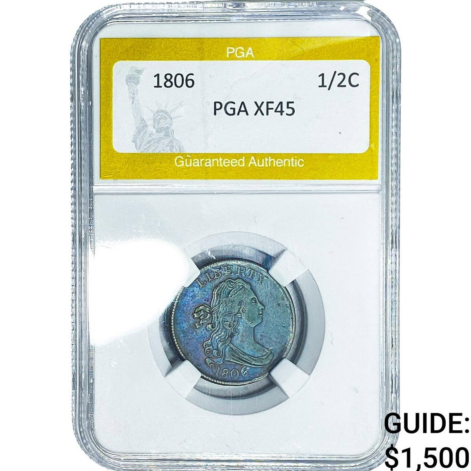 1806 Draped Bust Half Cent PGA XF45: 1806 Draped Bust Half Cent PGA XF45