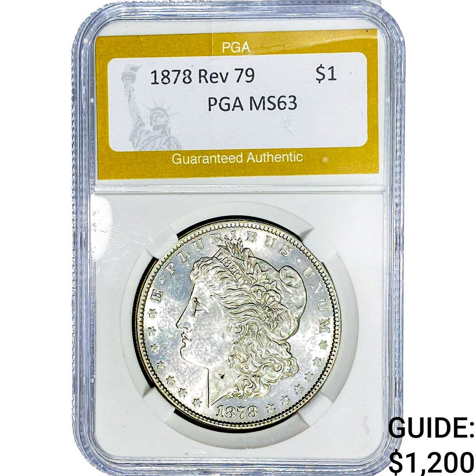 1878 Rev 79 Morgan Silver Dollar PGA MS63: 1878 Rev 79 Morgan Silver Dollar PGA MS63