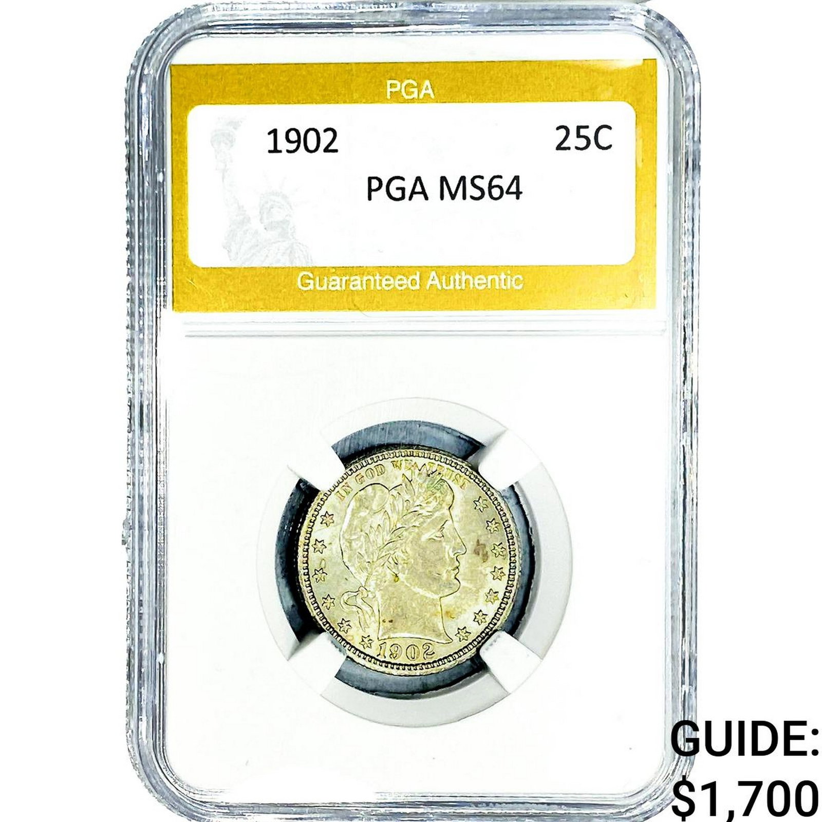 1902 Barber Quarter PGA MS64: 1902 Barber Quarter PGA MS64